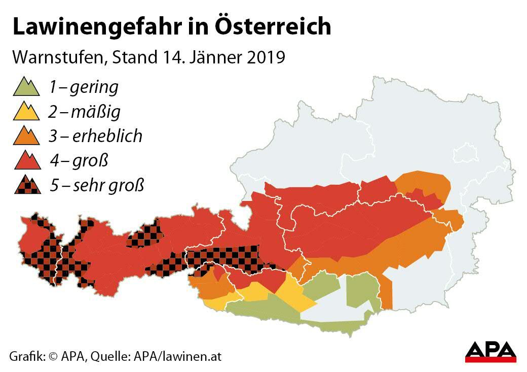 Lawinenwarnstufen in den Bundesländern