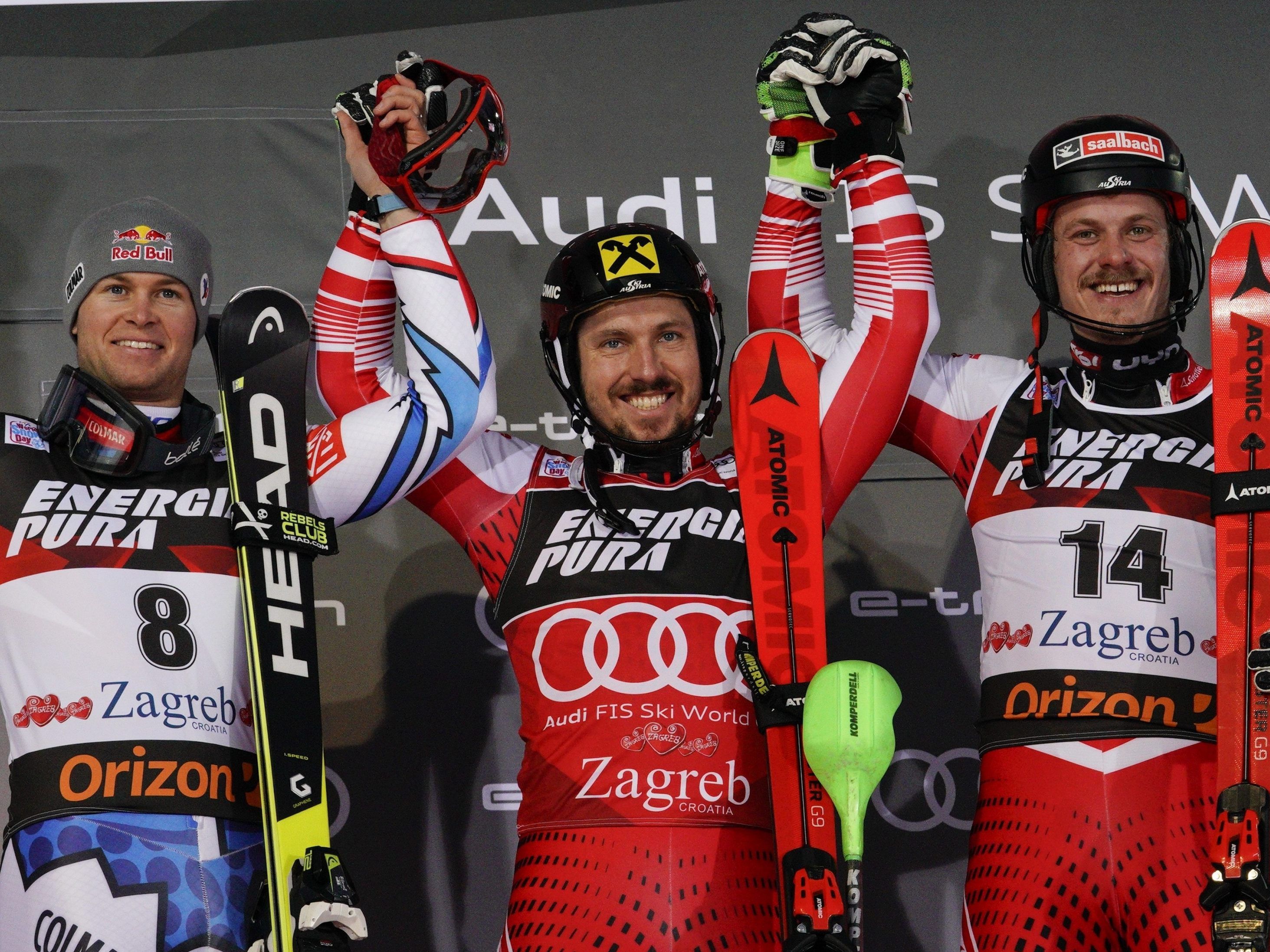 Hirscher kann über seinen 64. Weltcup-Sieg jubeln Hirscher kann über seinen 64. Weltcup-Sieg jubeln