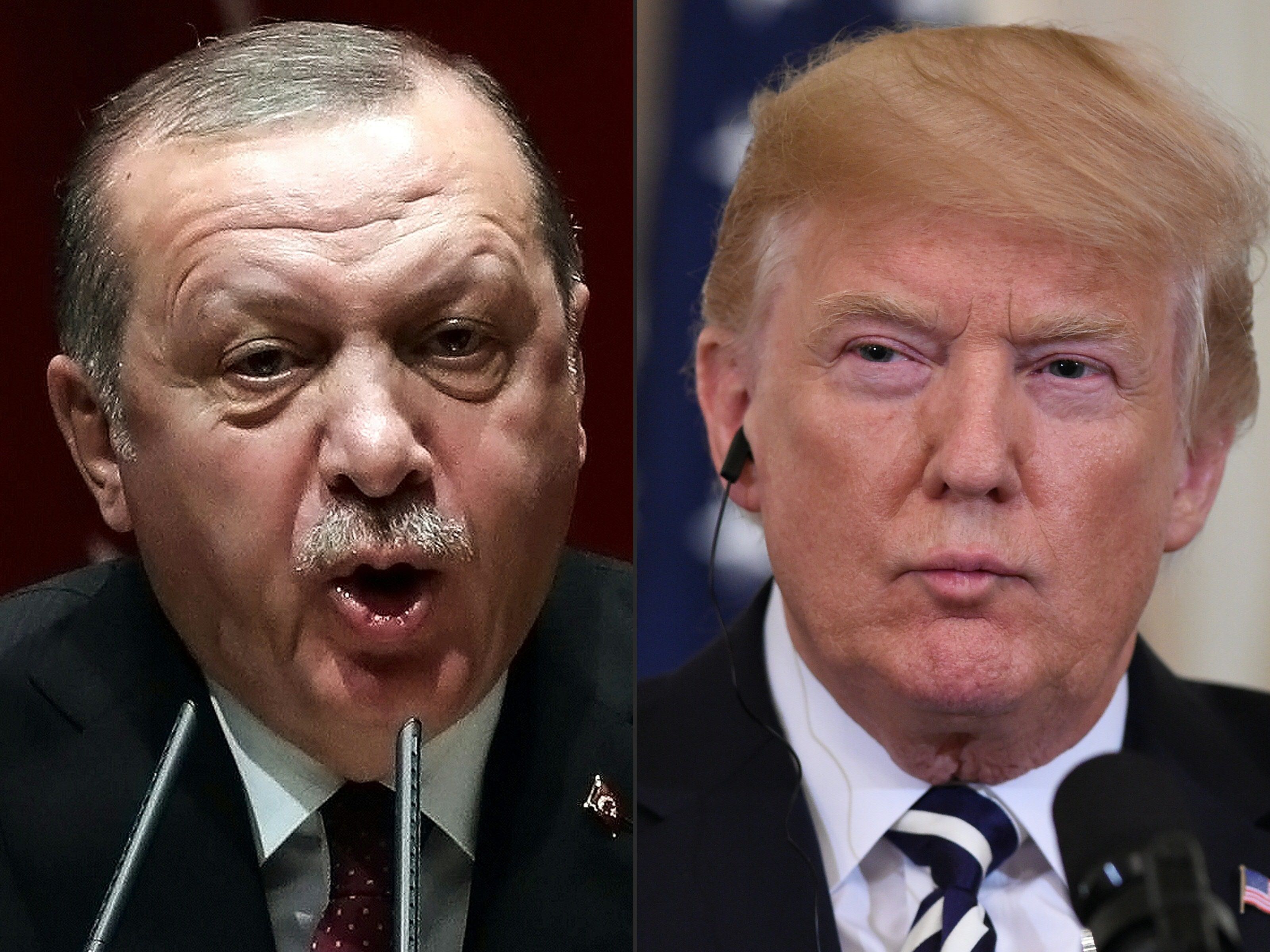 Angespannte Stimmung zwischen US-Präsident Donald Trump und seinem türkischen Pendant Recep Tayip Erdogan. Angespannte Stimmung zwischen US-Präsident Donald Trump und seinem türkischen Pendant Recep Tayip Erdogan.