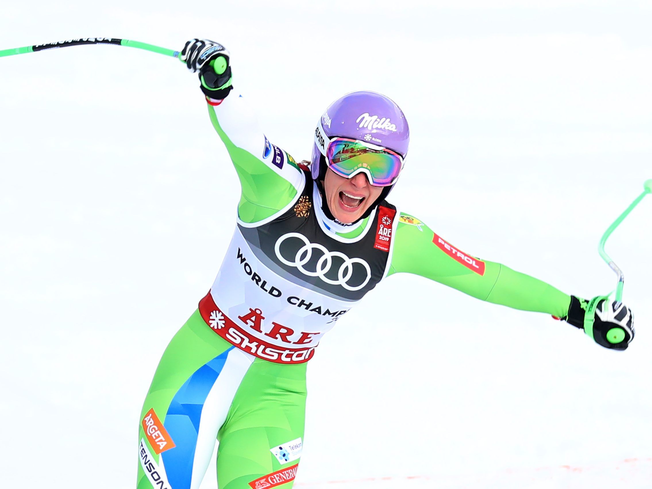 Ilka Stuhec holt in der Damen-Abfahrt Gold. Ilka Stuhec holt in der Damen-Abfahrt Gold.