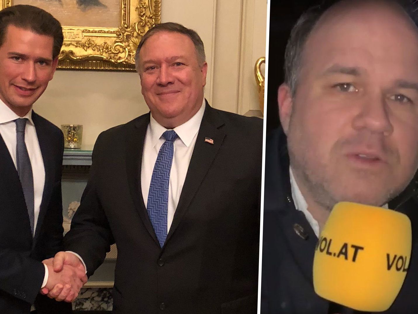 Kanzler Kurz und US-Außenminister Mike Pompeo - VN-Chefredakteur Gerold Riedmann berichtet aus Washington. Kanzler Kurz und US-Außenminister Mike Pompeo - VN-Chefredakteur Gerold Riedmann berichtet aus Washington.