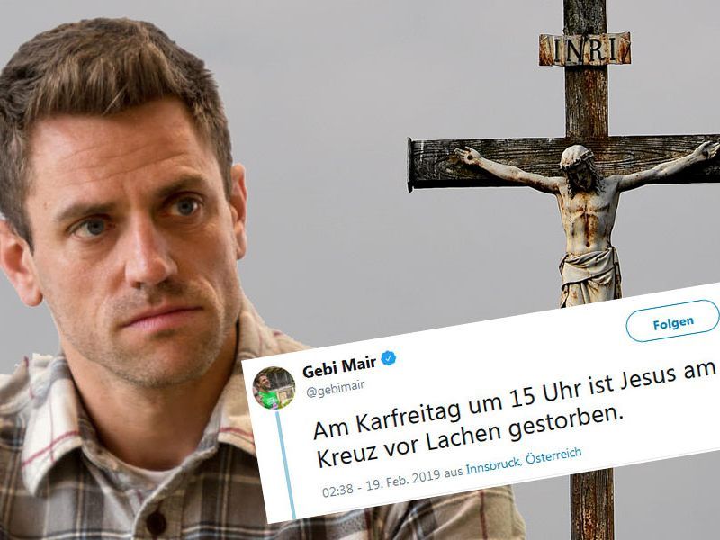 Mair postete Christus am Kreuz mit Sager