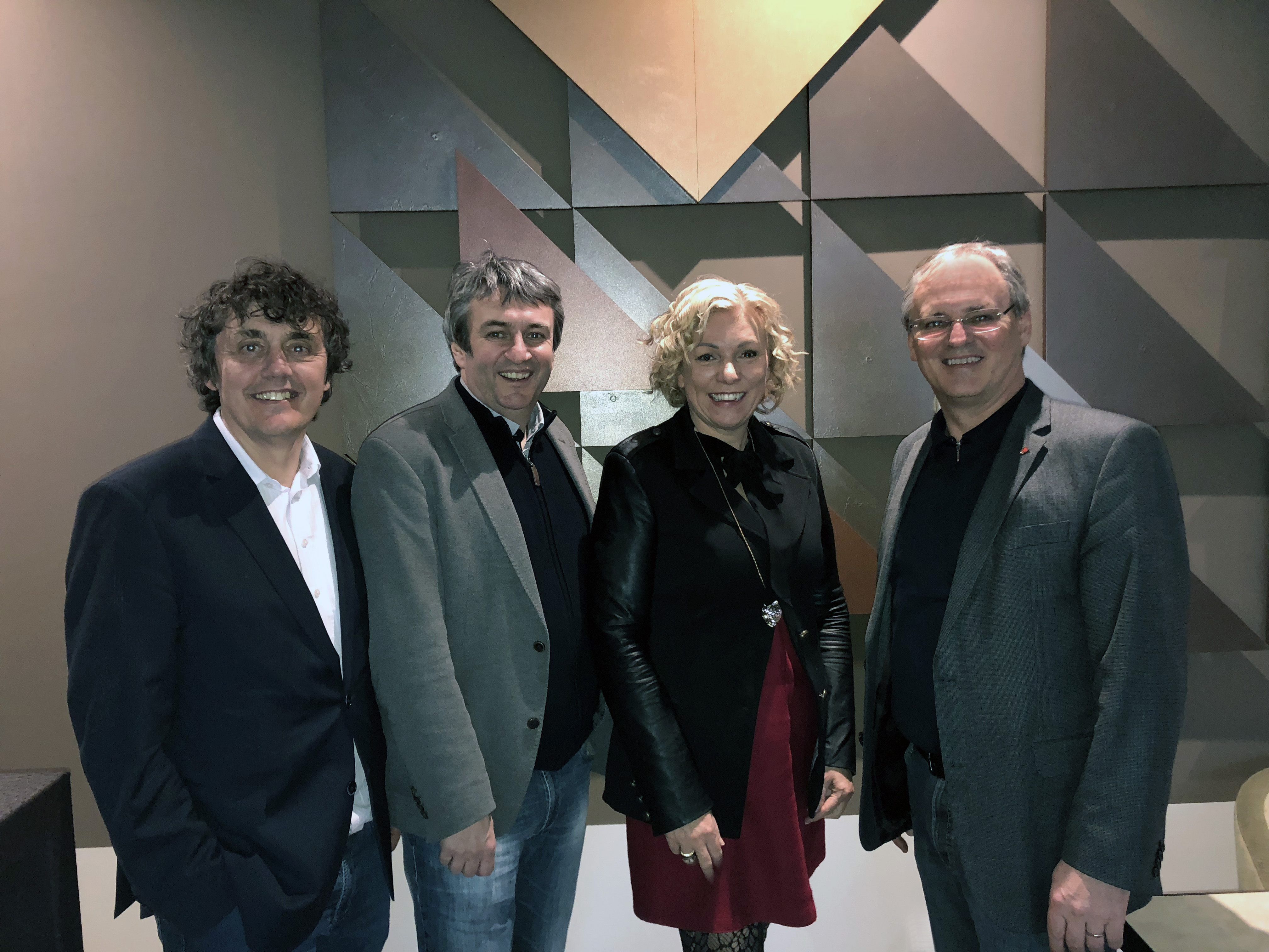 Beat Rünzler, Bürgermeister Michael Tinkhauser, Geschäftsführerin Sabine Berlinger und Landtagspräsident Harald Sonderegger.