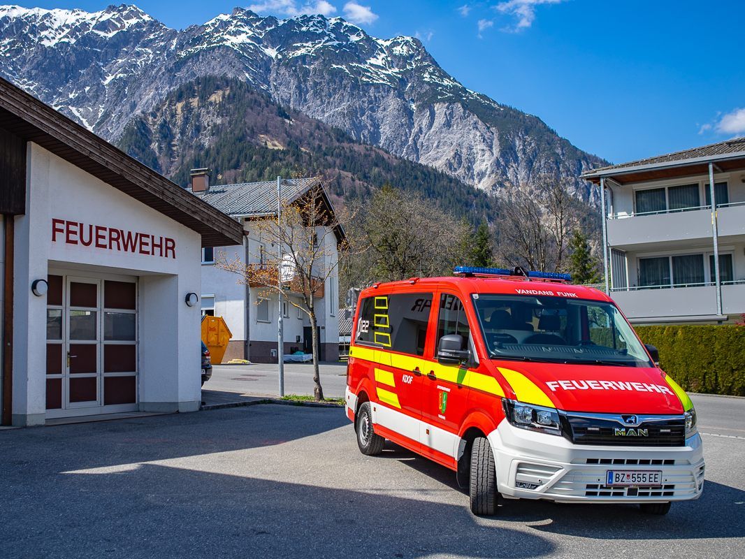 Ein neuer MAN TGE 3.180 als KDF aufgebaut ist das neue Flaggschiff der Ortsfeuerwehr Vandans.