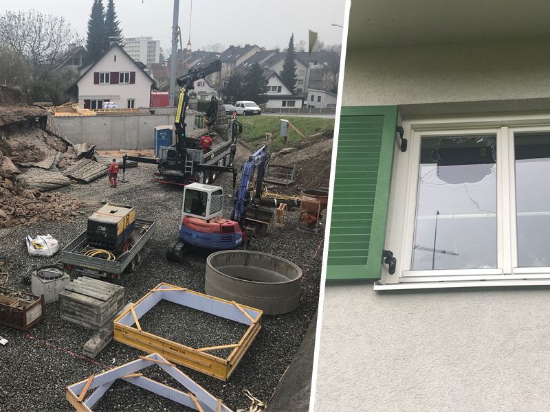 Fensterscheiben und Dachziegel gingen zu Bruch, Hausfassaden wurden erheblich beschädigt Fensterscheiben und Dachziegel gingen zu Bruch, Hausfassaden wurden erheblich beschädigt