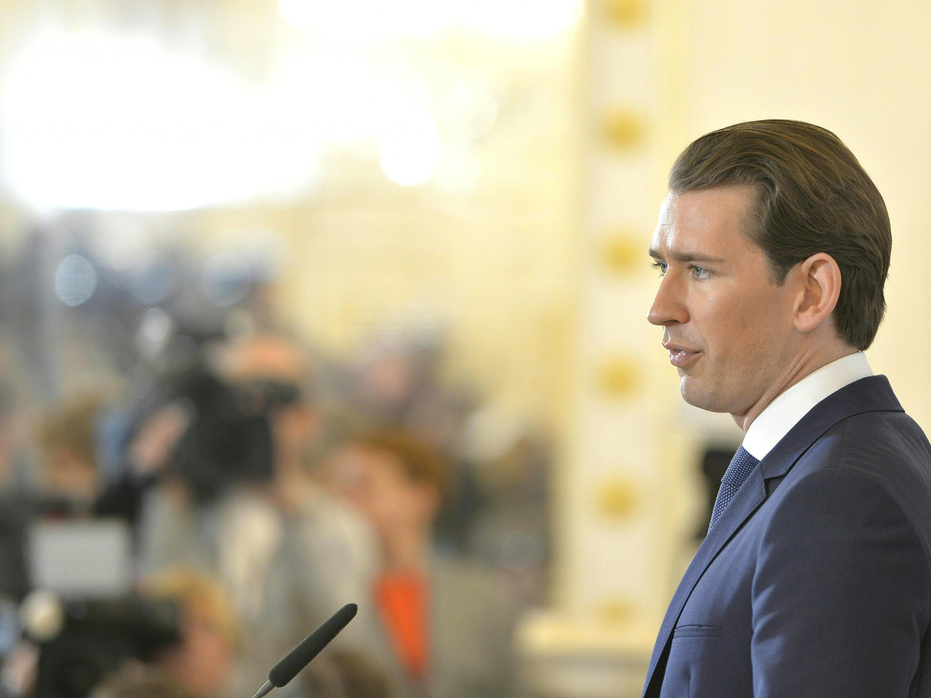 Vor dem 1. Ministerrat der Übergangsregierung gab Sebastian Kurz ein Statement ab.