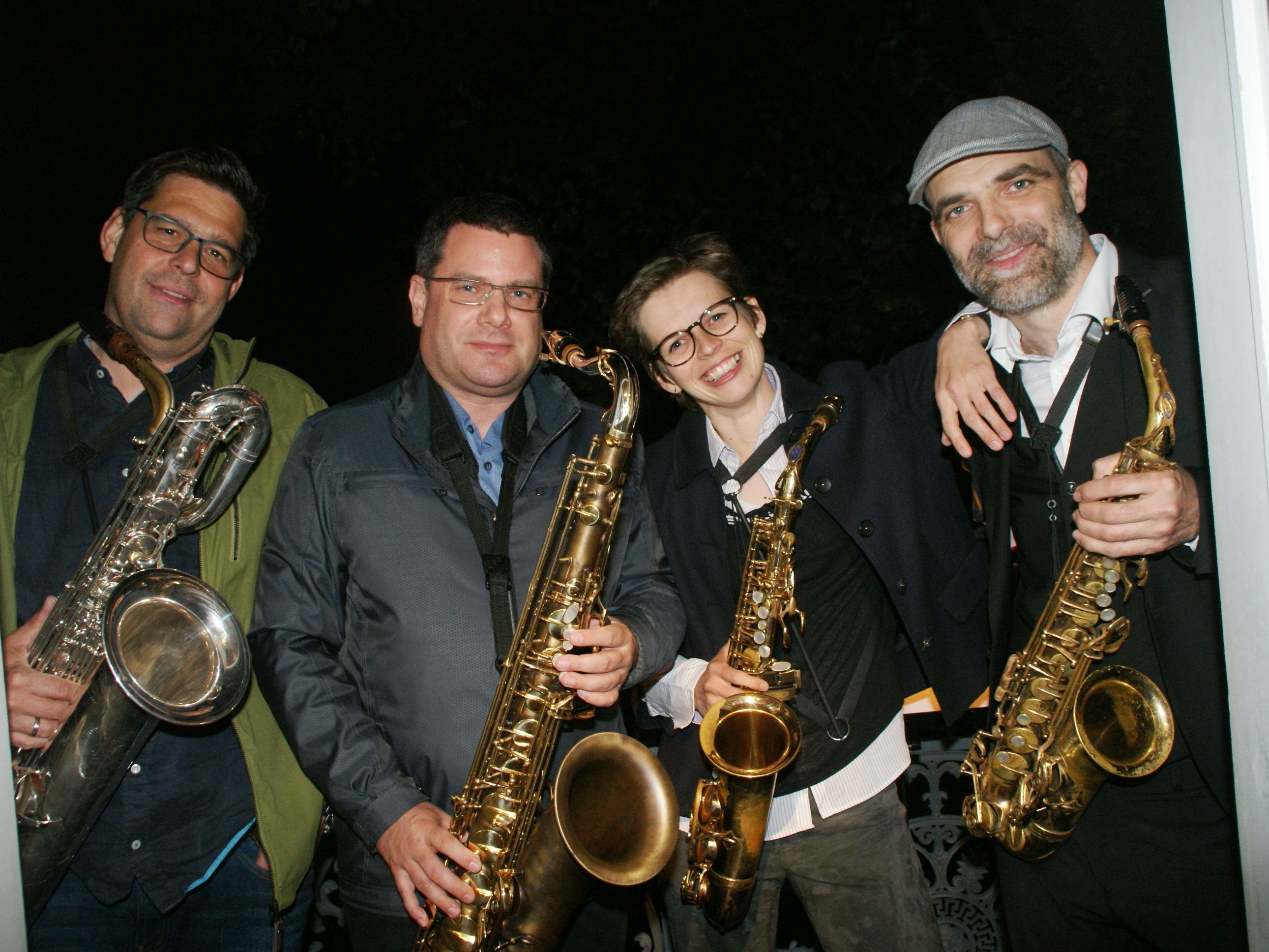 Das Tonart Saxofon Quartett spielte auf dem Balkon des Jüdischen Museums