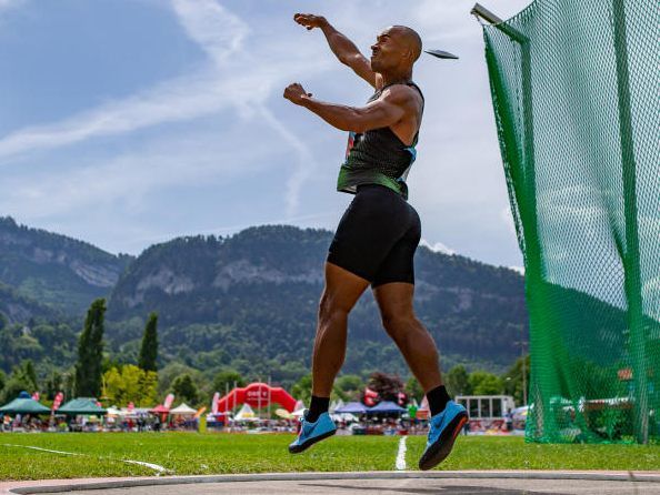 Damian Warner (CAN) beim Discuswerfen am Sonntag, 27. Mai 2018