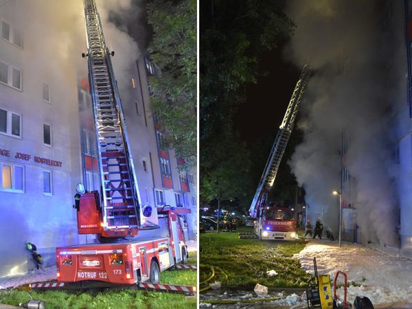 Bei dem Brand in Wien-Simmering wurden fünf Personen verletzt. Bei dem Brand in Wien-Simmering wurden fünf Personen verletzt.