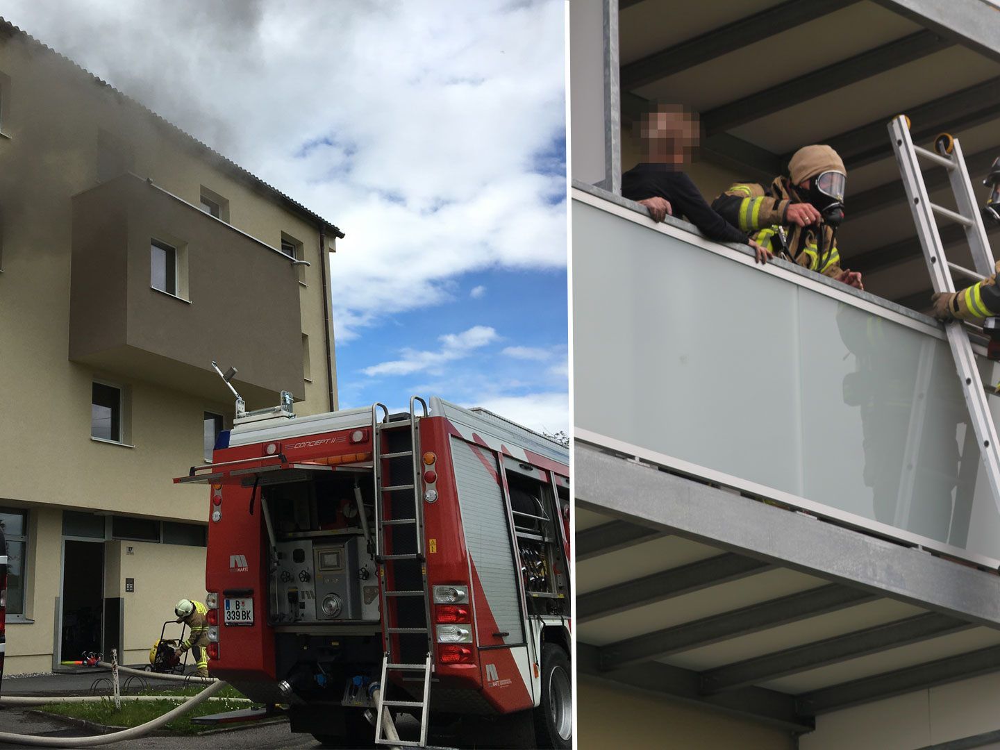 Die Bewohner flüchteten auf den Balkon.