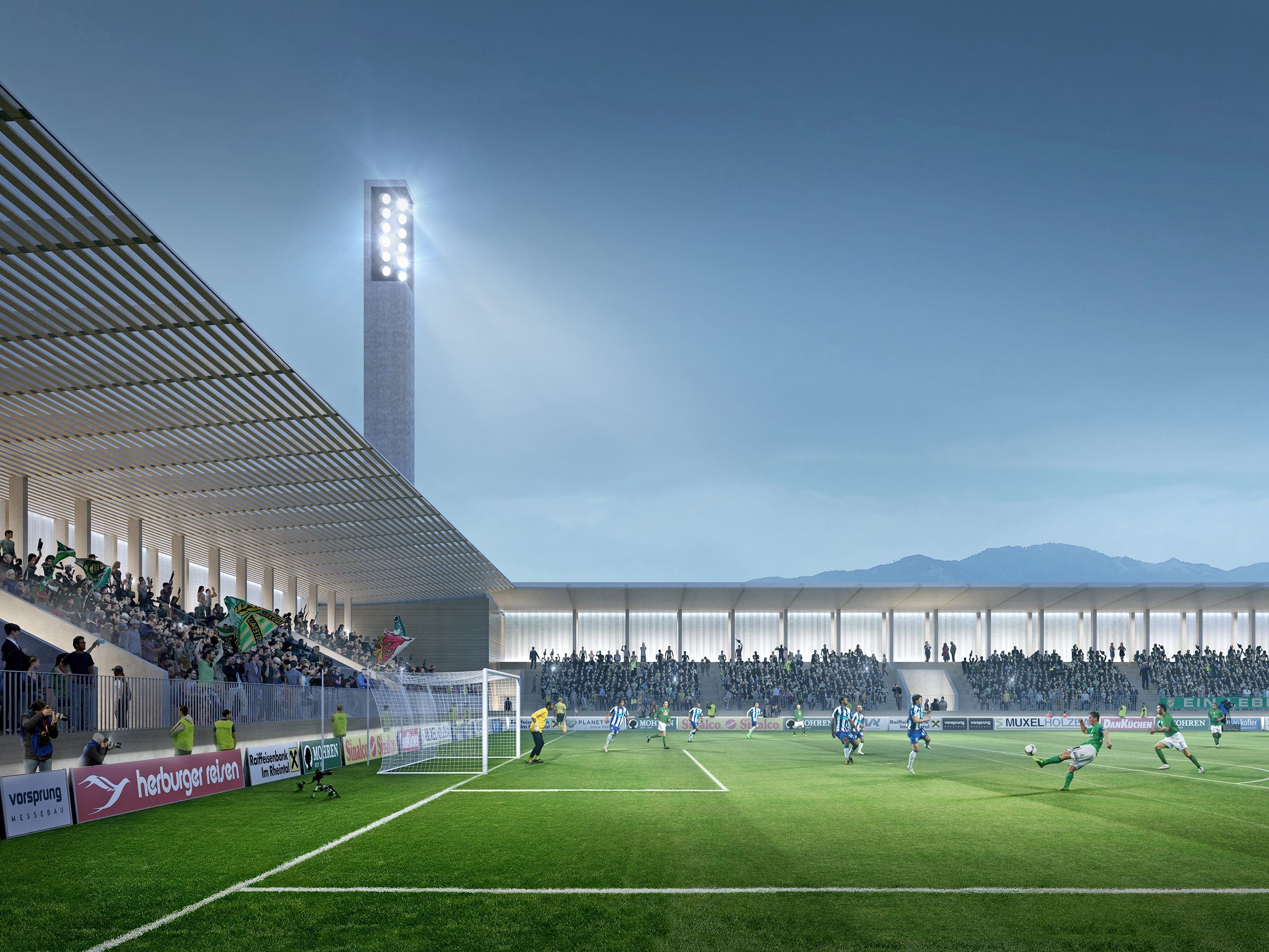 Das Stadion soll eine dichte Atmosphäre und Platz für 5000 Zuschauer bieten. Das Stadion soll eine dichte Atmosphäre und Platz für 5000 Zuschauer bieten.