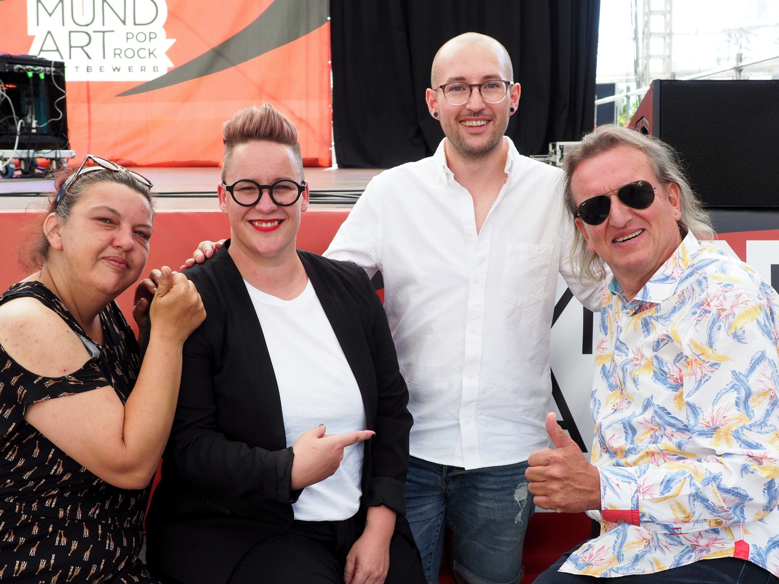 Die Jury des 18.mundARTpop/rock-Wettbewerbs am Rankweiler Marktplatz.