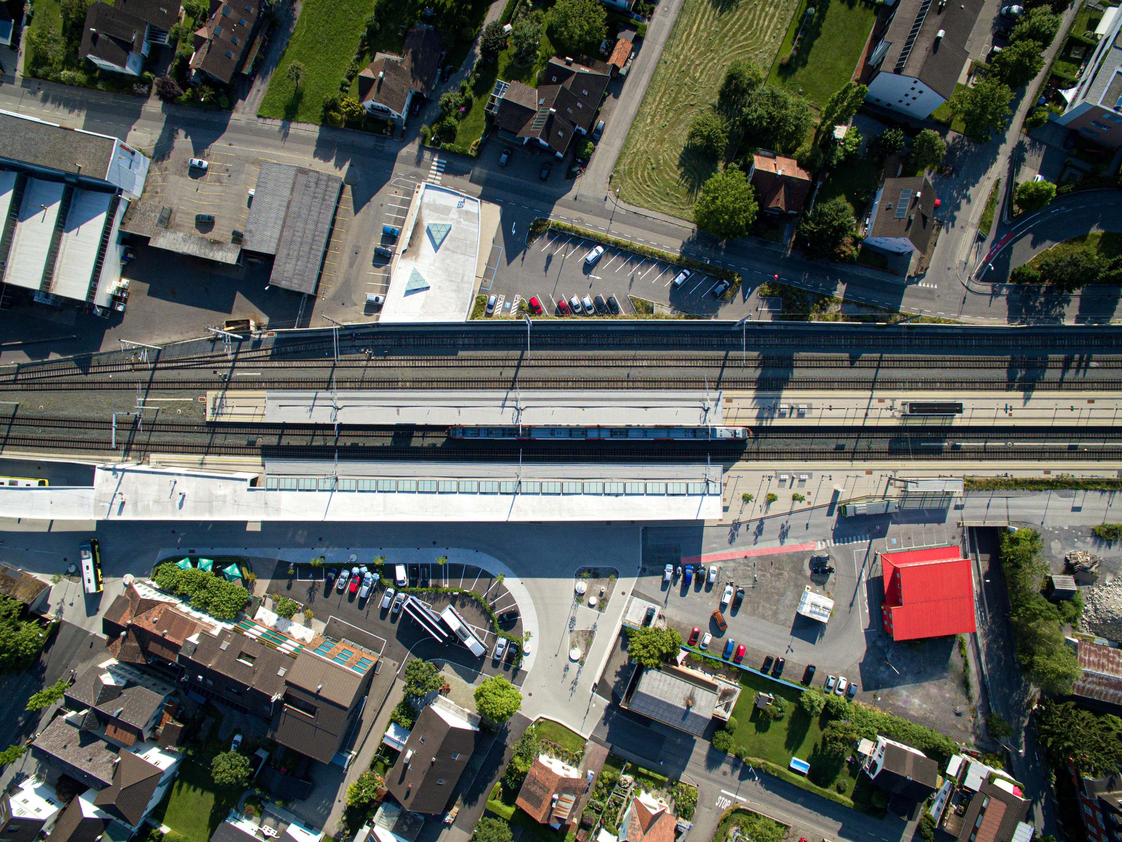 Bahnhofsareal in Rankweil von obenen