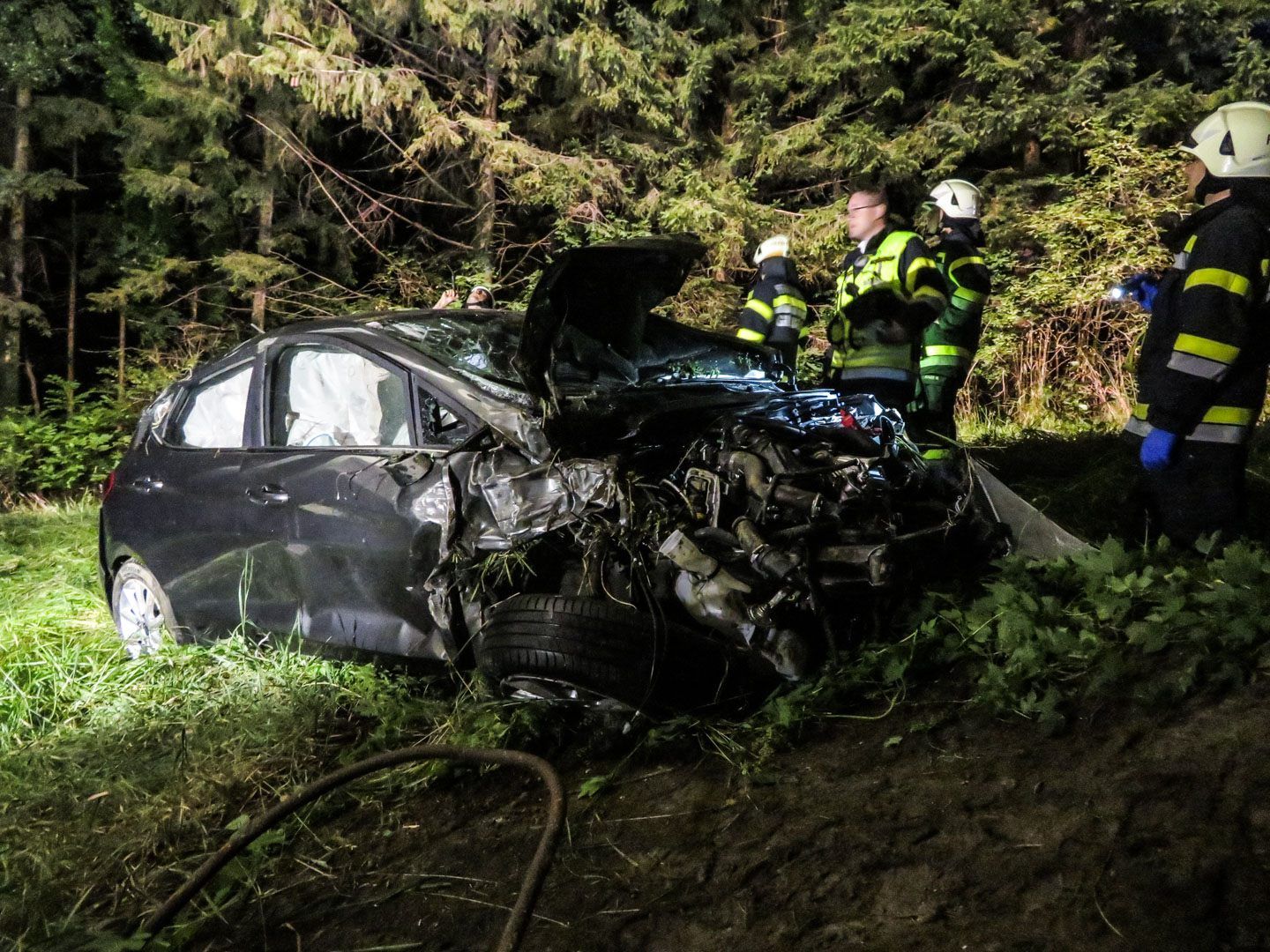 Die Feuerwehr musste nach dem Autowrack suchen.