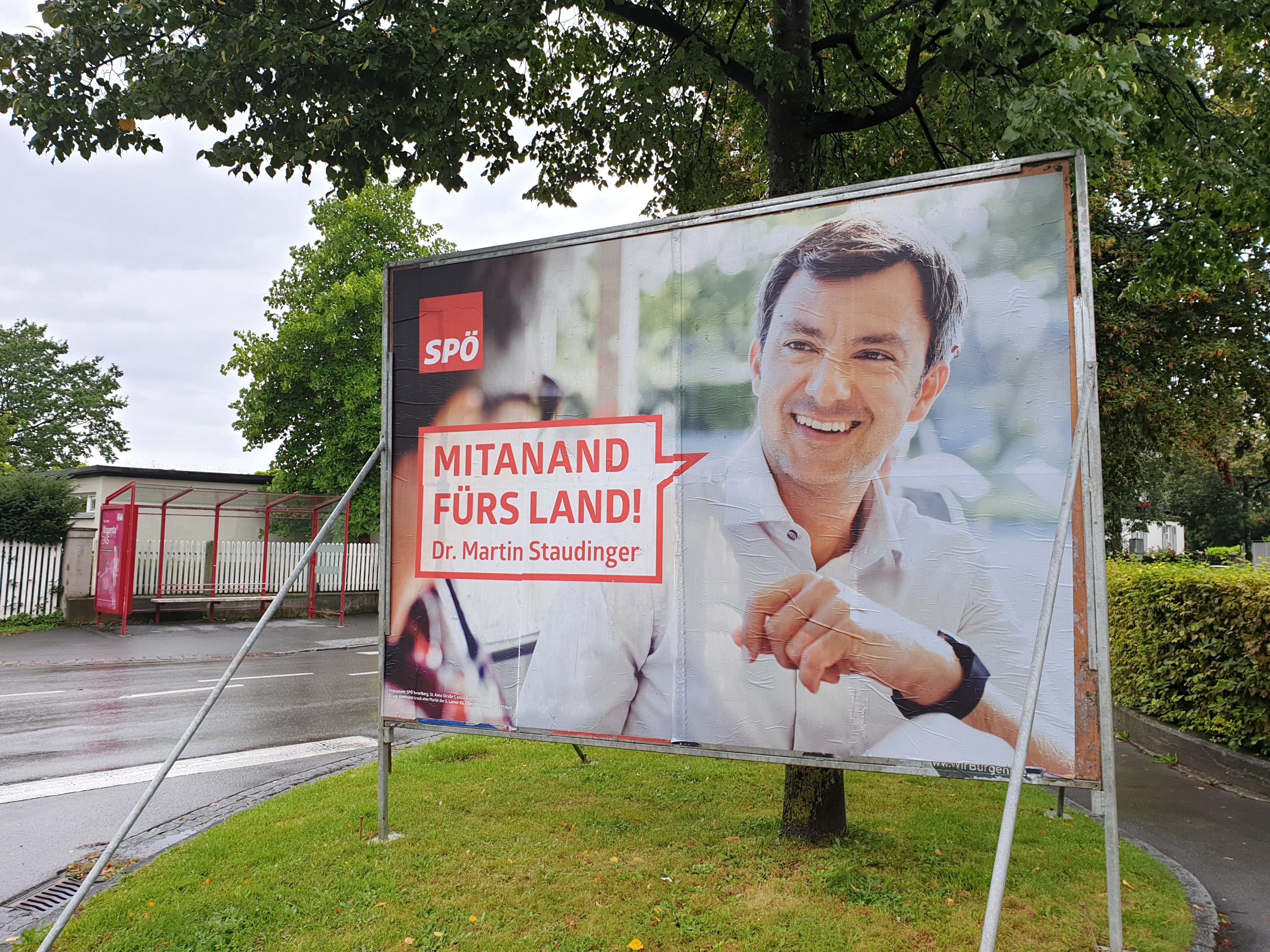 Ein Plakat der SPÖ in Bregenz, fotografiert am Montag, 2. September 2019