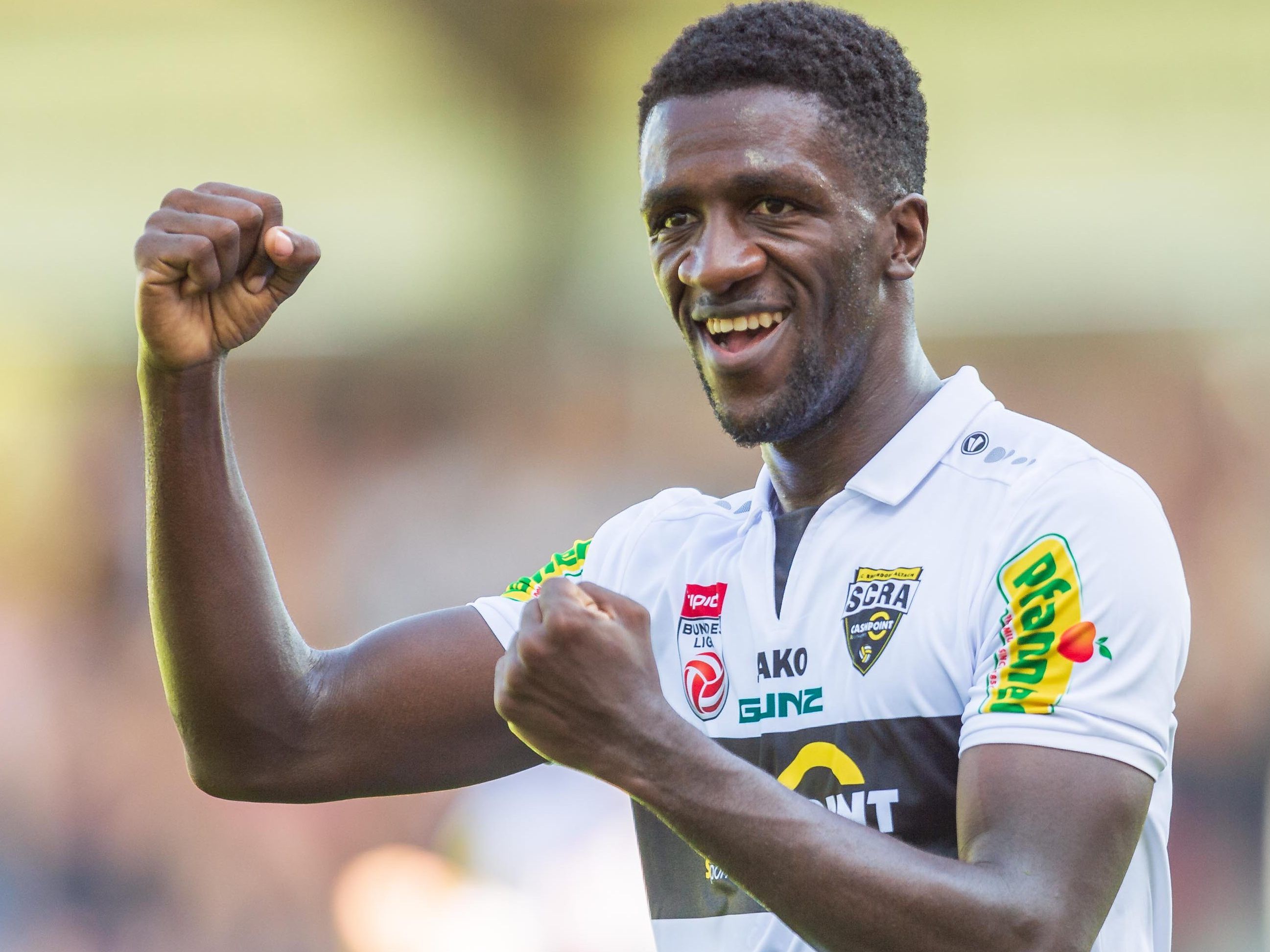 Samuel Yves Oum Gouet vom SCR Altach will auch im Cup gegen Wels Grund zum Jubeln haben.