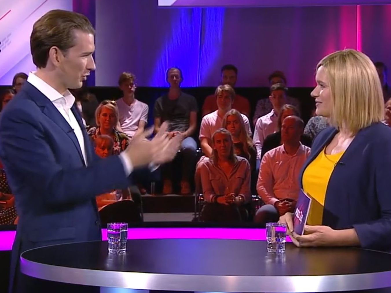 Sebastian Kurz in der Wahlarena von Puls 4.