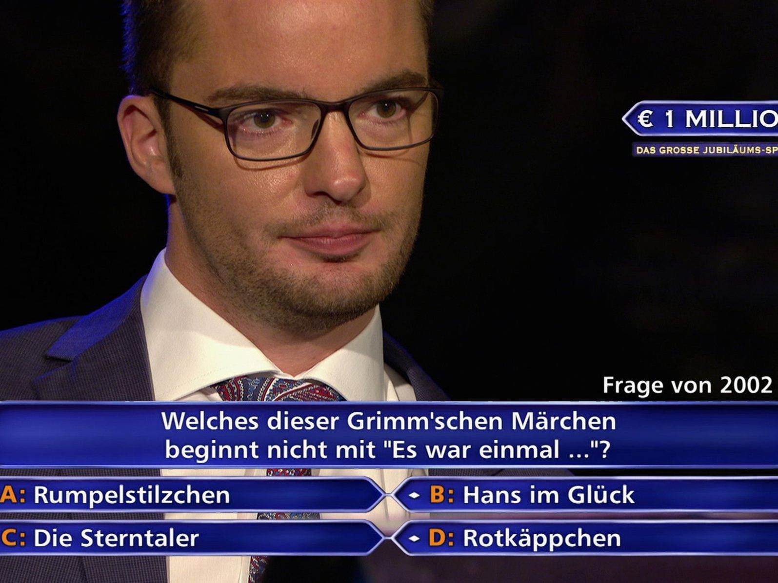 Jan Stroh (35) während der Millionenfrage.