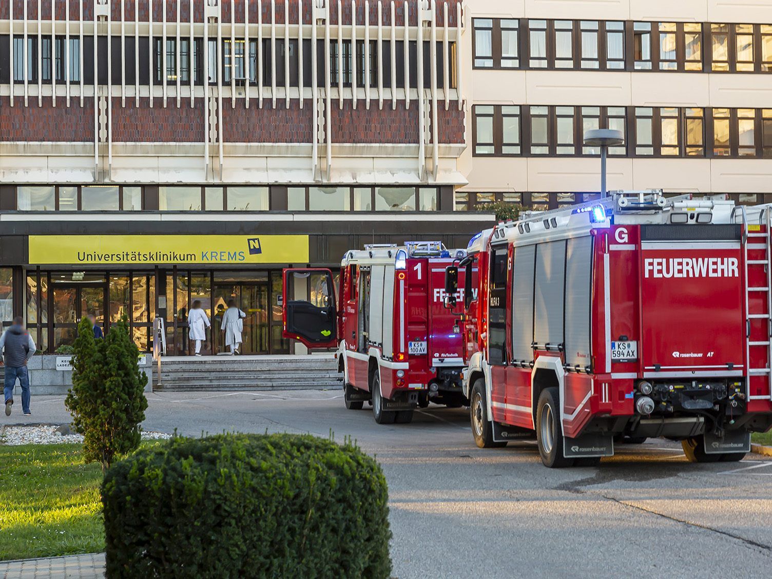 Feuerwehreinsatz in der Uni-Klinik Krems.