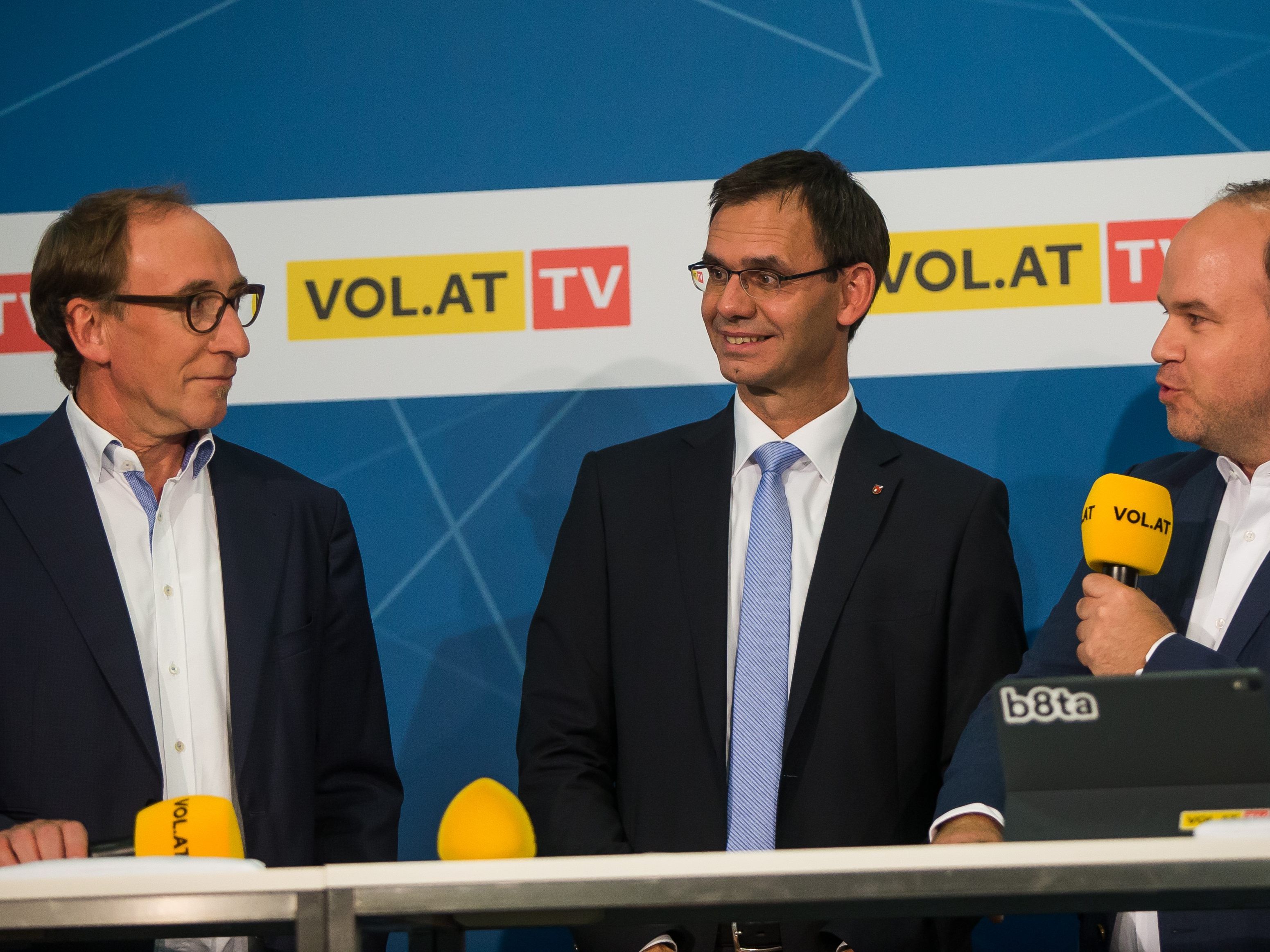 Die Gewinner der Vorarlberger Landtagswahl 2019: Johannes Rauch mit den Grünen und LH Markus Wallner mit der ÖVP.