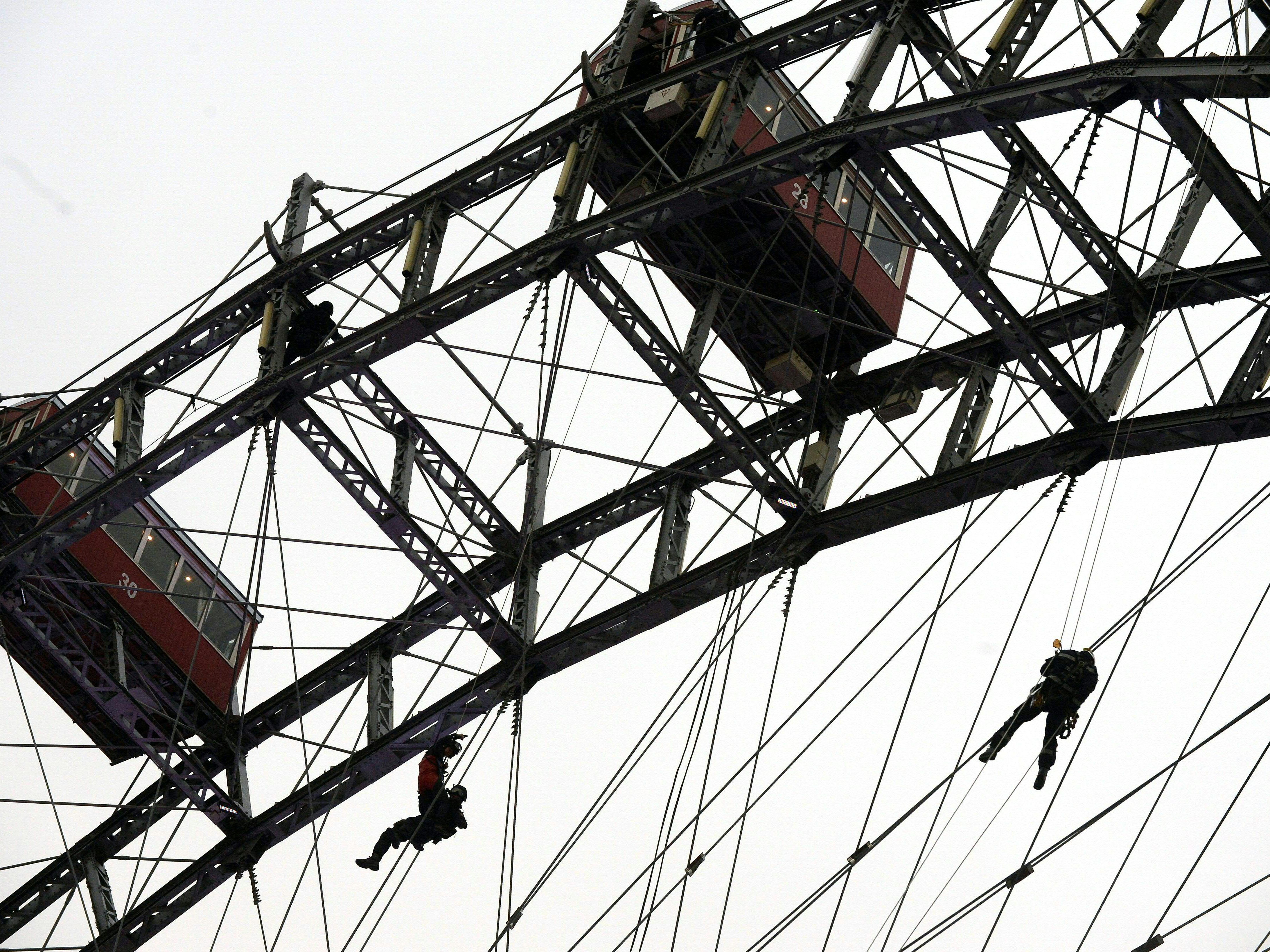 Die Blaulichtorganisationen übten heute beim Wiener Riesenrad.