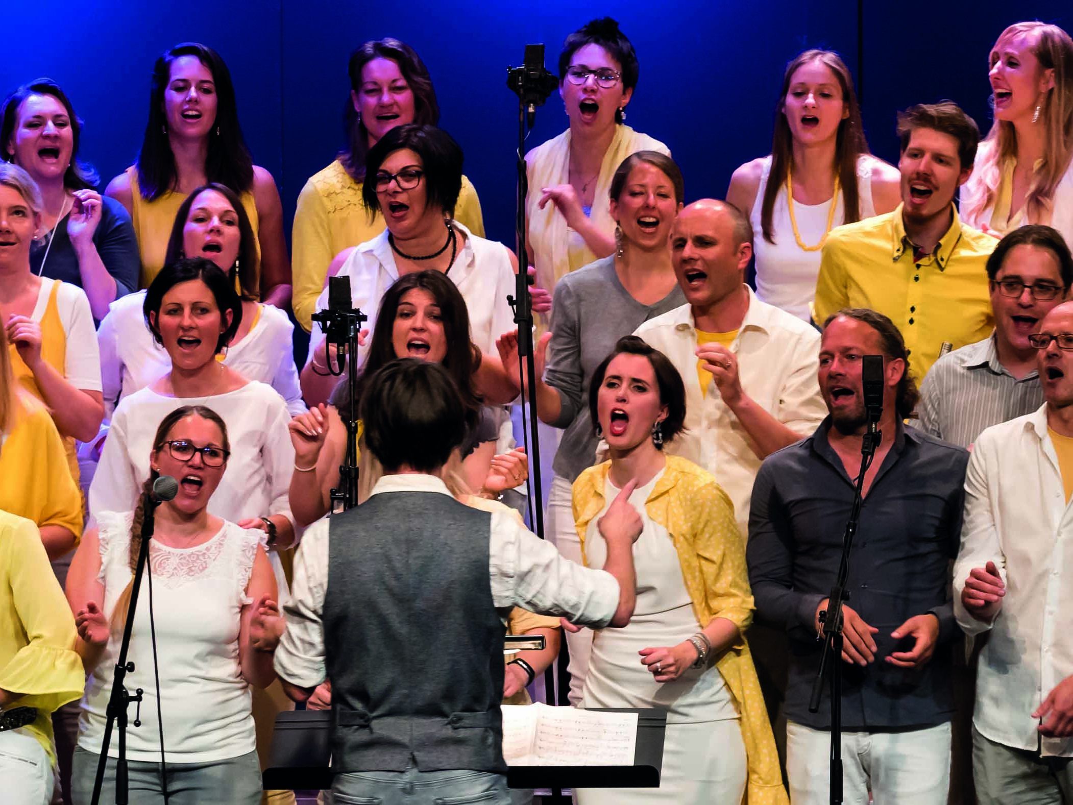 SingRing mit Chorleiter Michael Percinlic beim Jubiläumskonzert im Reichshofsaal im Frühjahr 2019.