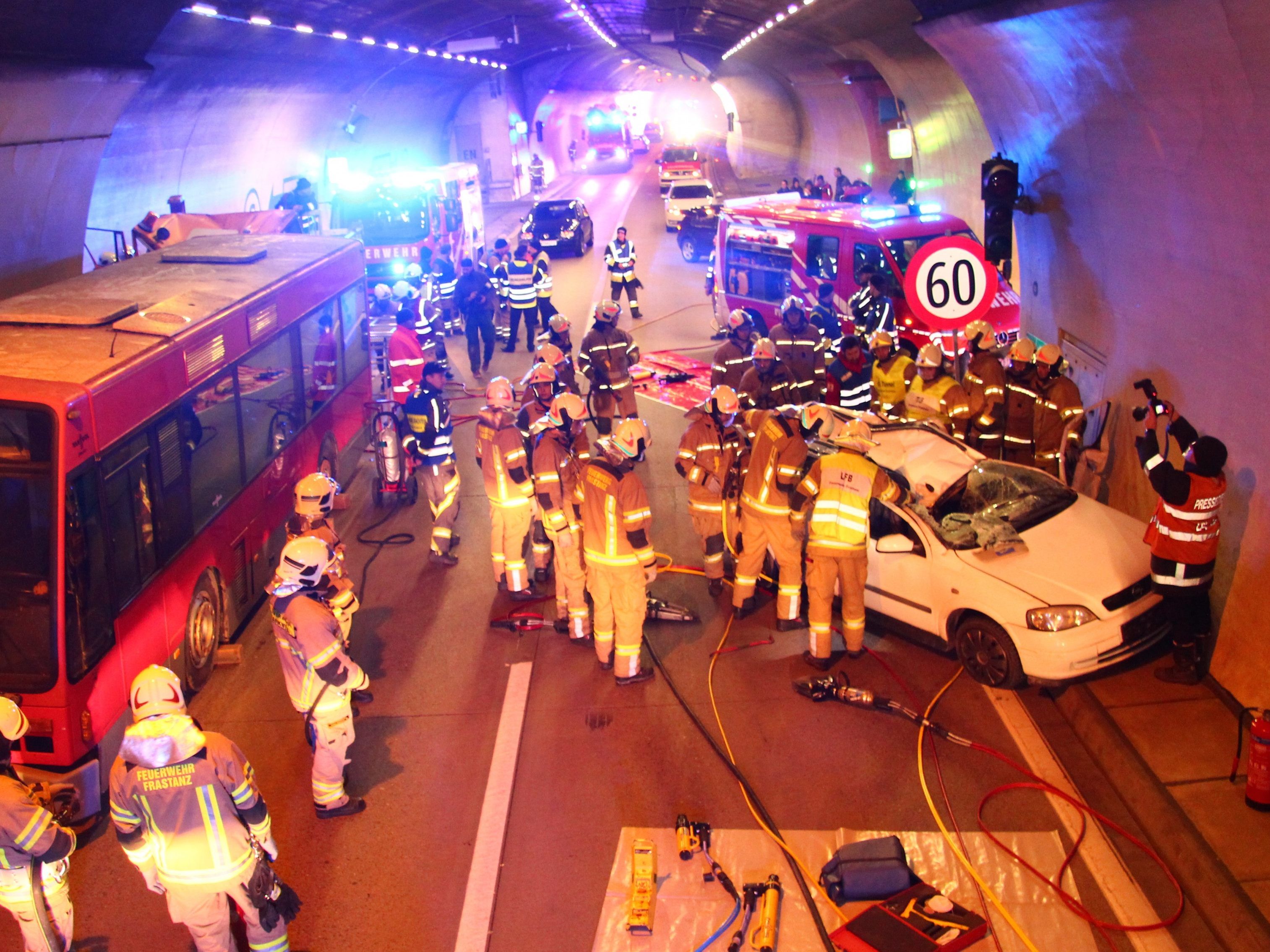 Der Ambergtunnel wird in Fahrtrichtung Arlberg für eine Übung gesperrt (Symbolbild Übung 2017).