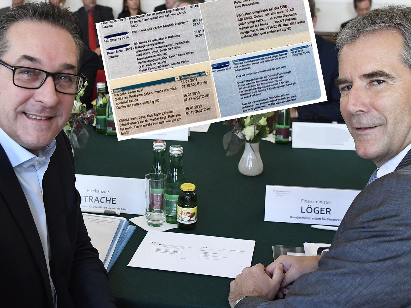 Die veröffentlichten Chat-Verläufe belasten Löger und Strache. Die veröffentlichten Chat-Verläufe belasten Löger und Strache.