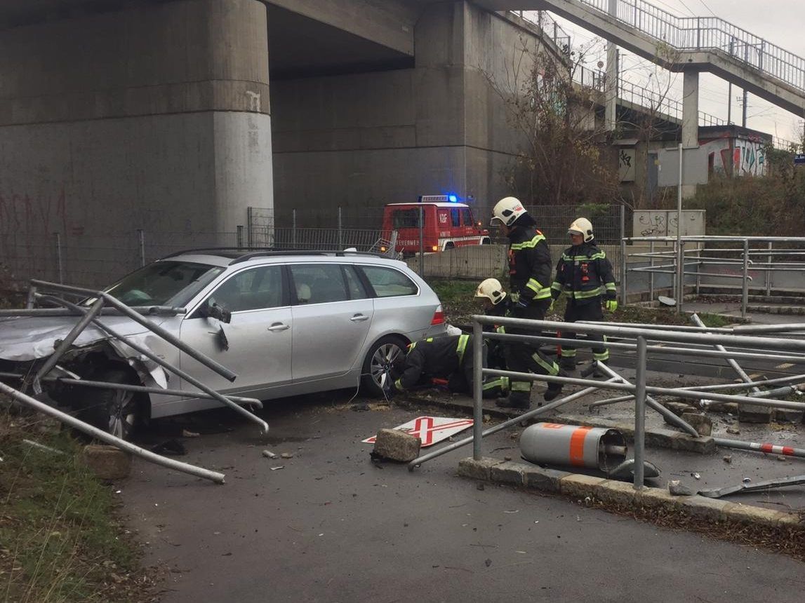 Die Wiener Berufsfeuerwehr musste das Auto bergen. Die Wiener Berufsfeuerwehr musste das Auto bergen.