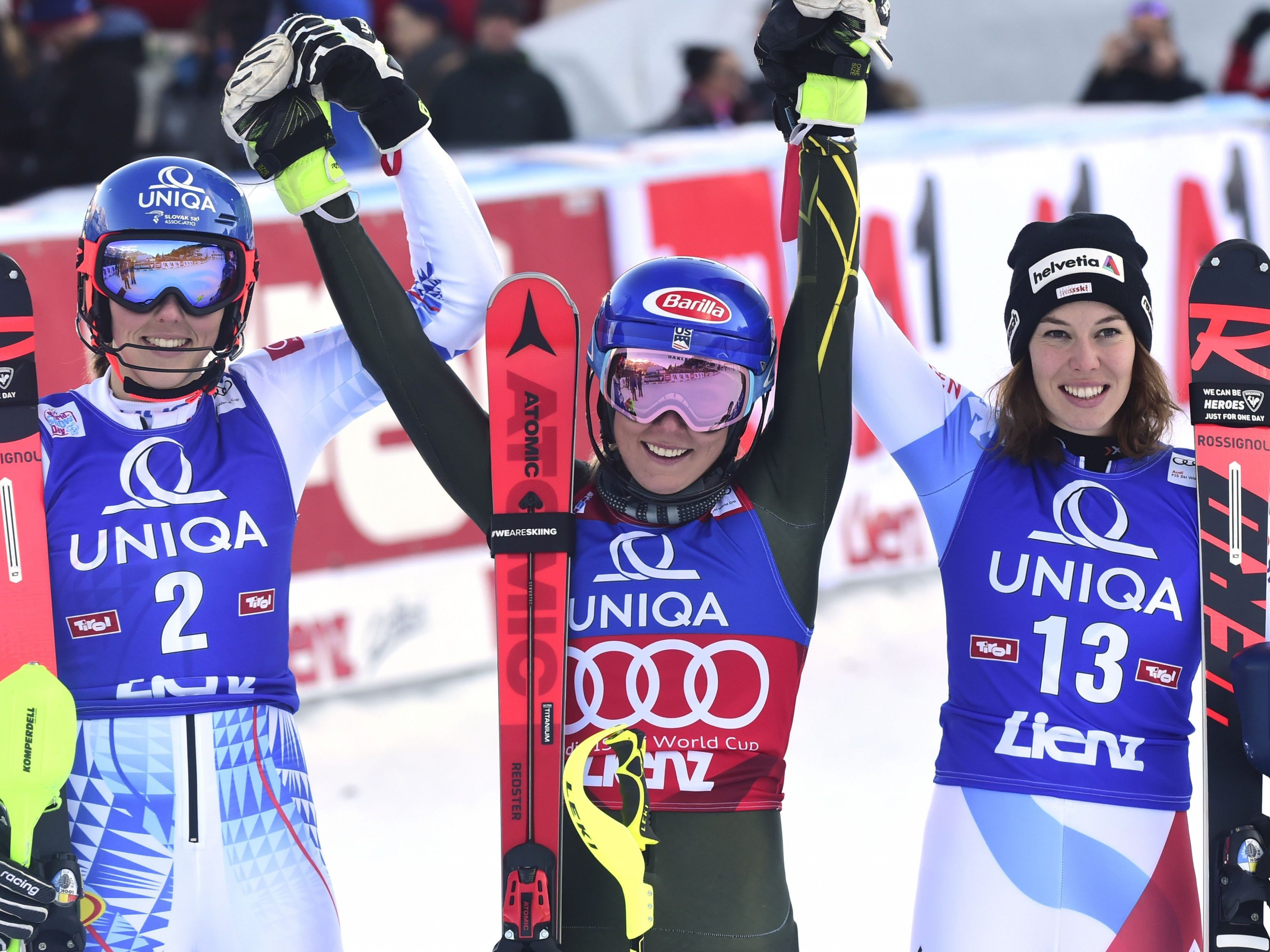 Das Siegerbild des Weltcup Slaloms in Lienz 2019.