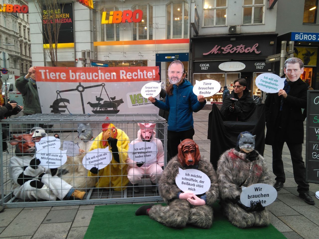 VGT-Aktivisten protestierten am Montag auf der Mahü. VGT-Aktivisten protestierten am Montag auf der Mahü.