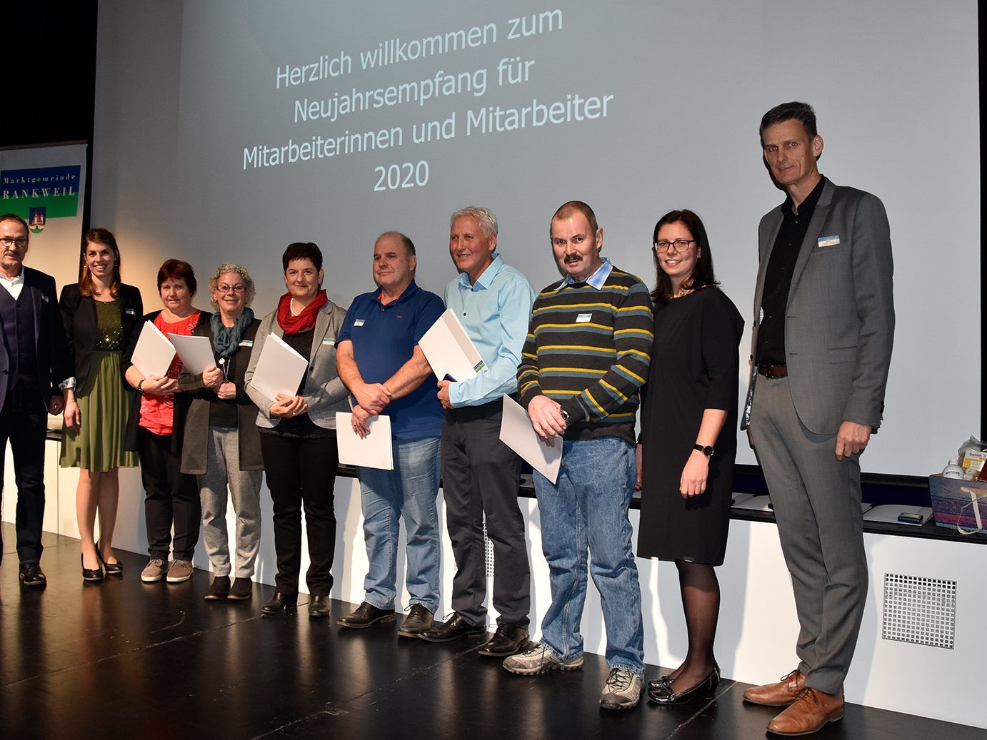 Die Rankweiler Jubilare der Gruppe Infrastruktur; Alfons Lampert (3. v. rechts) blickt auf 40 Dienstjahre zurück.
