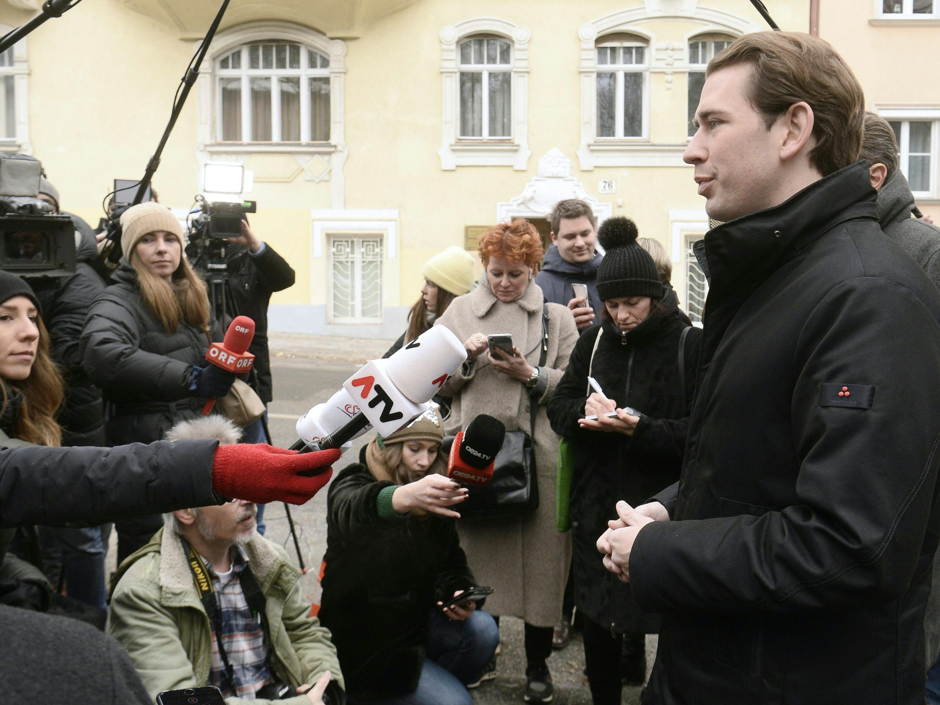 Sebastian Kurz tritt nach dem Bundesparteivorstand nochmals vor die Presse.