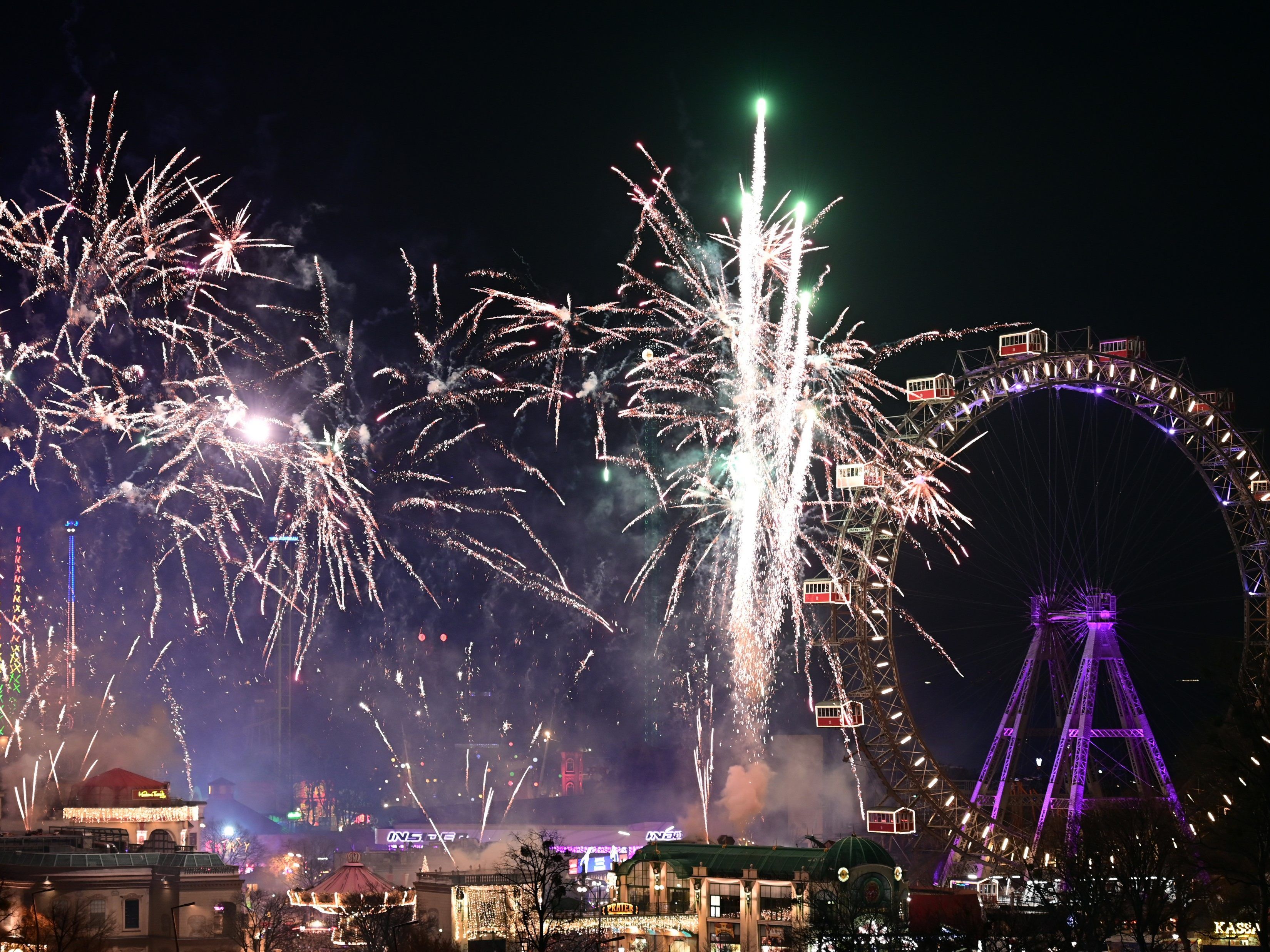 Feuerwerk gab es am Wiener Silvesterpfad heuer im Wiener Prater.