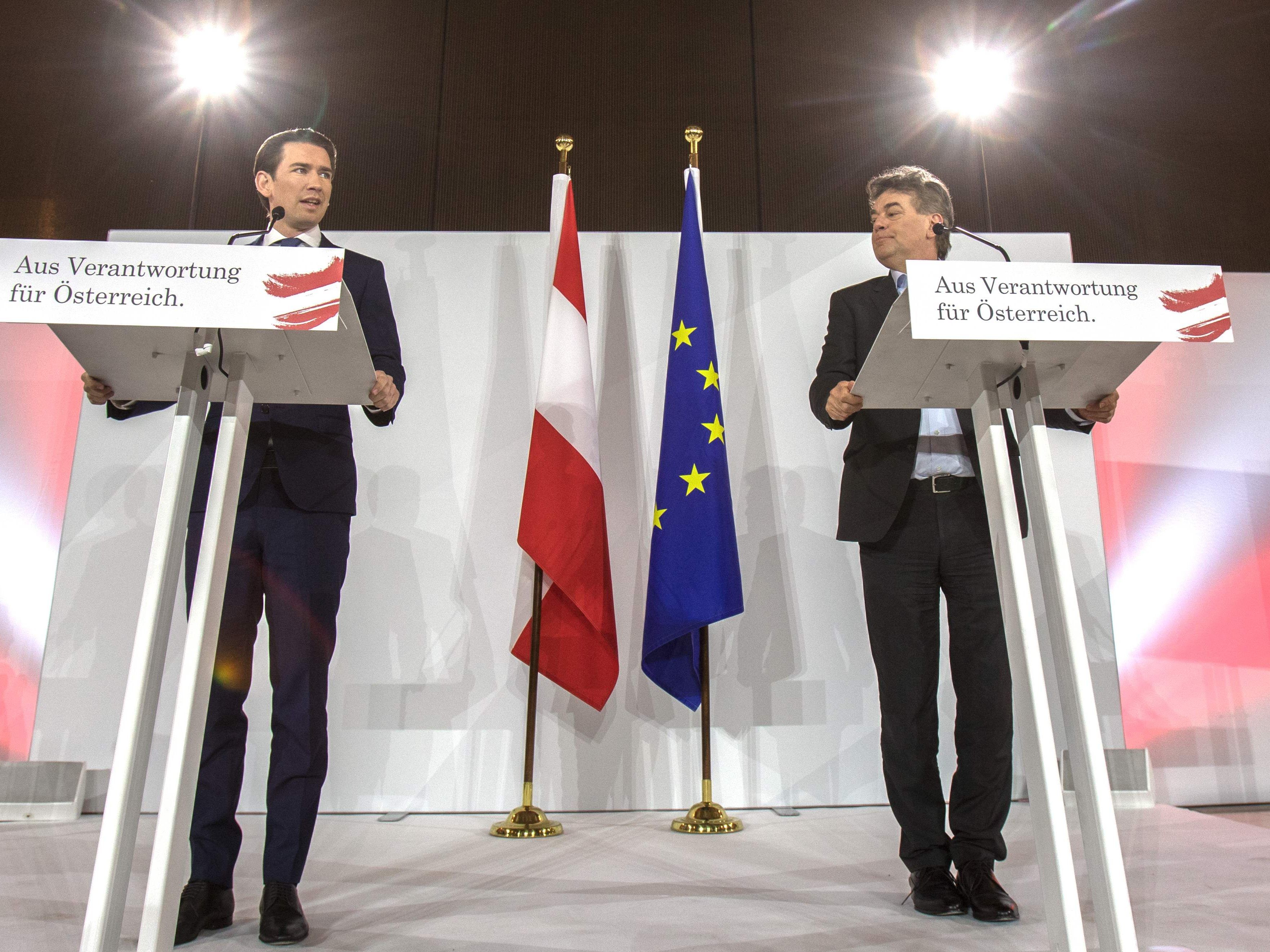 Kurz und Kogler haben das neue Regierungsprogramm präsentiert.
