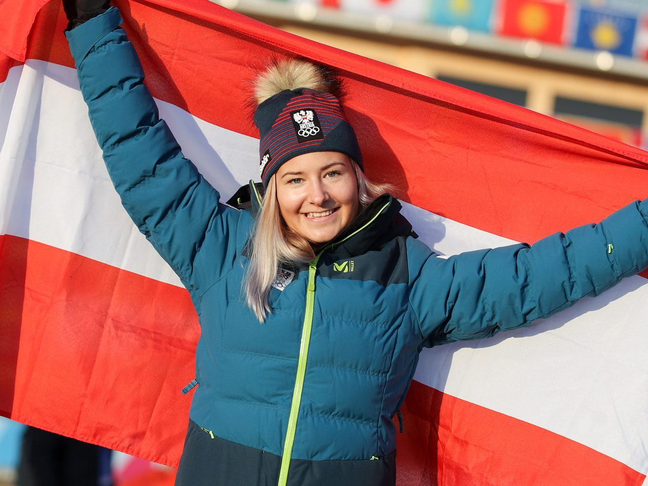 Amanda Salzgeber war eine der Fahnenträgerinnen für das österreichische Team bei den Olympschen Jugendspielen 2020 in Lausanne.