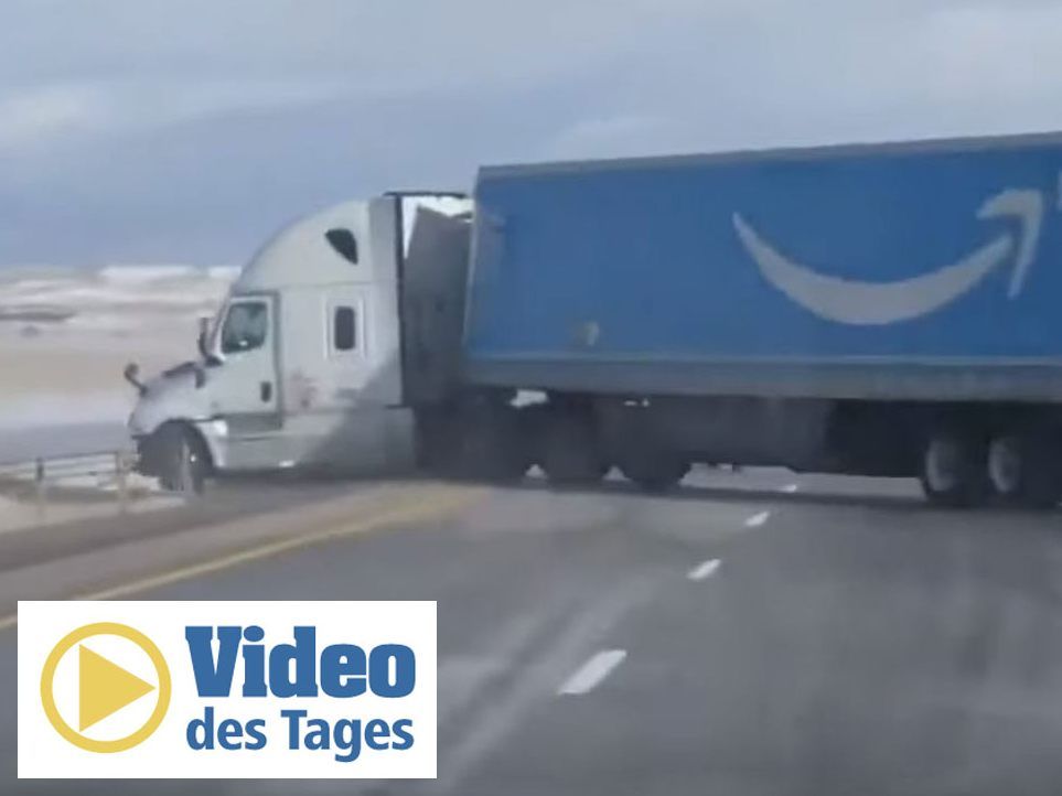 "Denver 7 News" zeigte das Video des verwehten Amazon-Lkw.