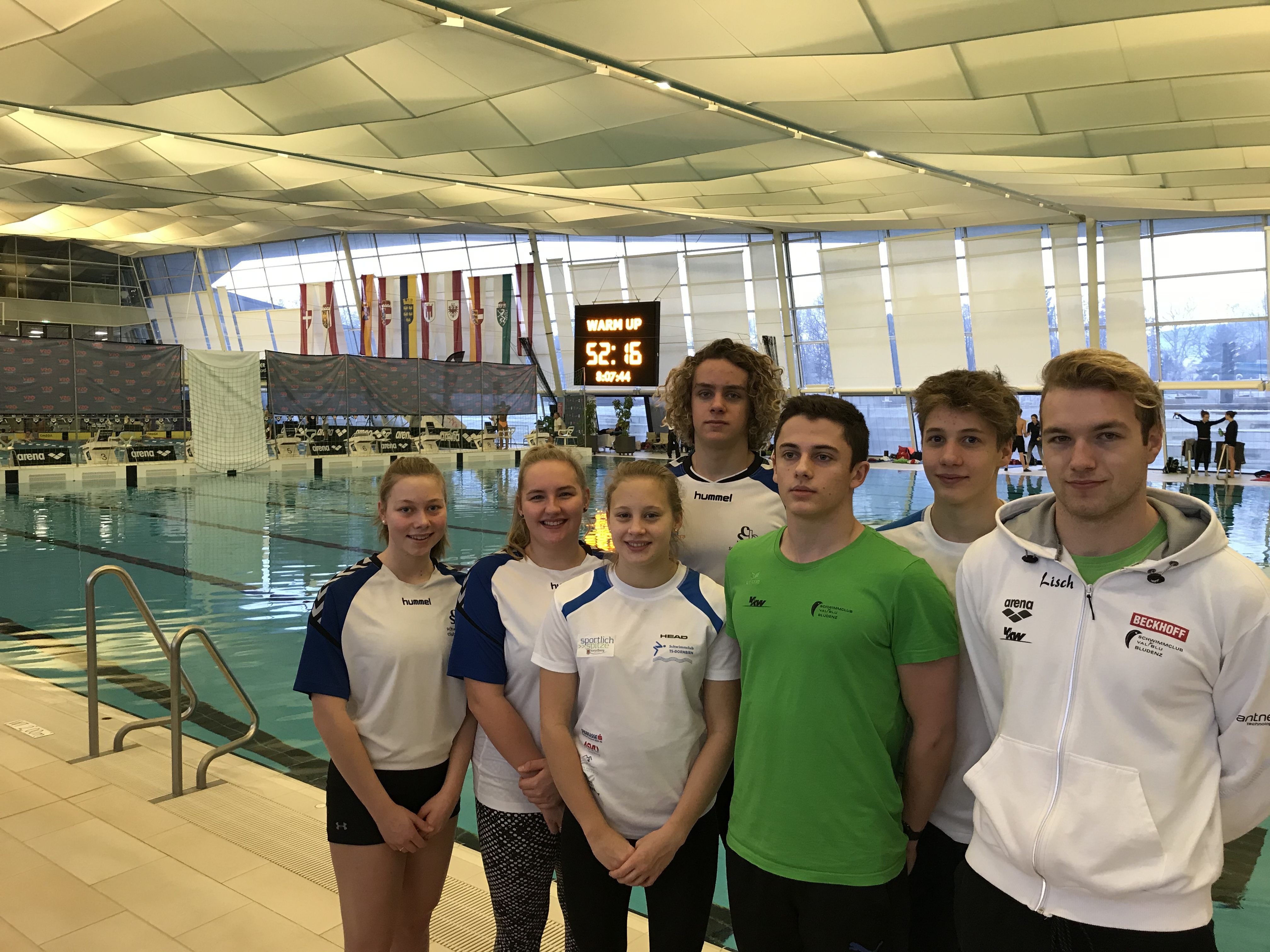 Alle Teilnehmer von Vorarlberg in Graz: Lena Klemisch, Christina Pschorr, Hanna Röser, Linus Längle, Moritz Messner, Max Halbeisen und Mathias Lisch.