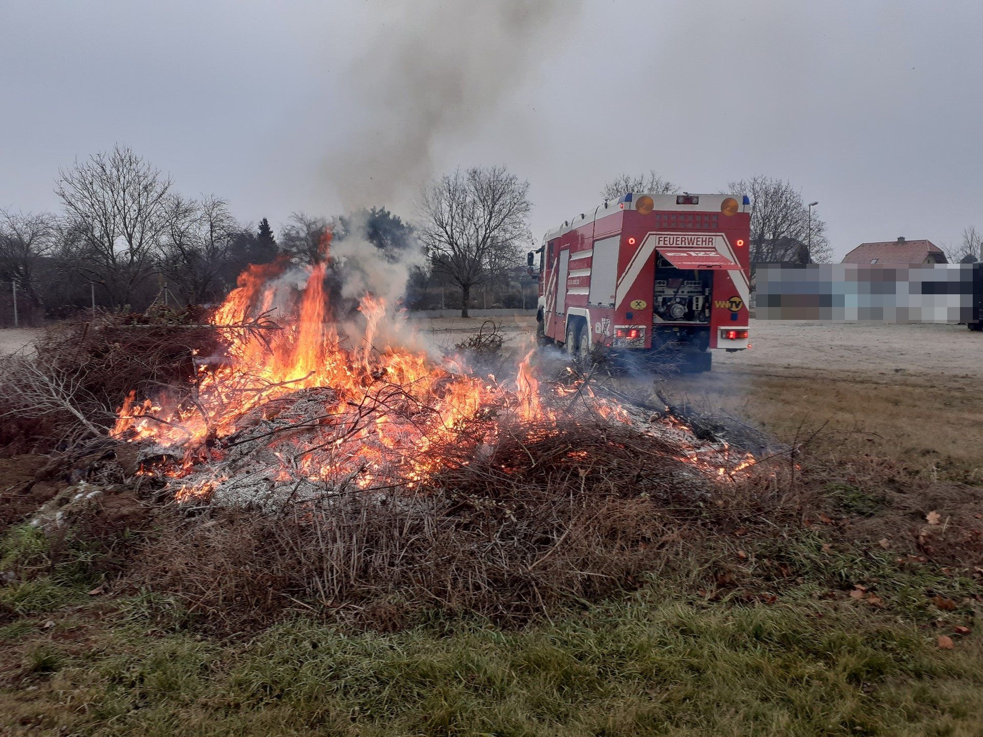 Auf einem Firmengelände in Wiener Neustadt wurde Grünschnitt verbrannt.
