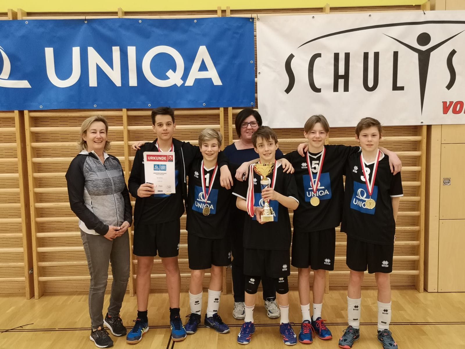 Die Siegermannschaft: Johann Amann, Konstantin Juen, Leonhard Klammer, Levi Riegger, Tobias Wohlgenannt.