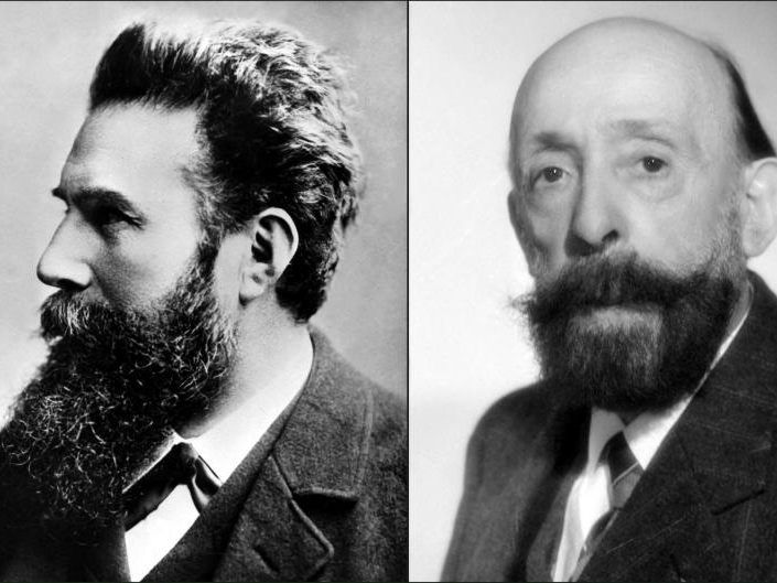 Wilhelm Conrad (li.) und Henri Becquerel ebneten Marie Curie den Weg zu ihrer Entdeckung von Polonium und Radium