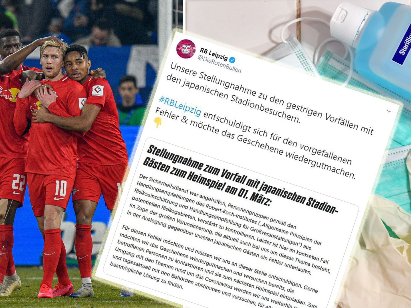 Ordner des Klubs RB Leipzig verwiesen Japaner aus Sorge vor dem Coronavirus aus dem Stadion.