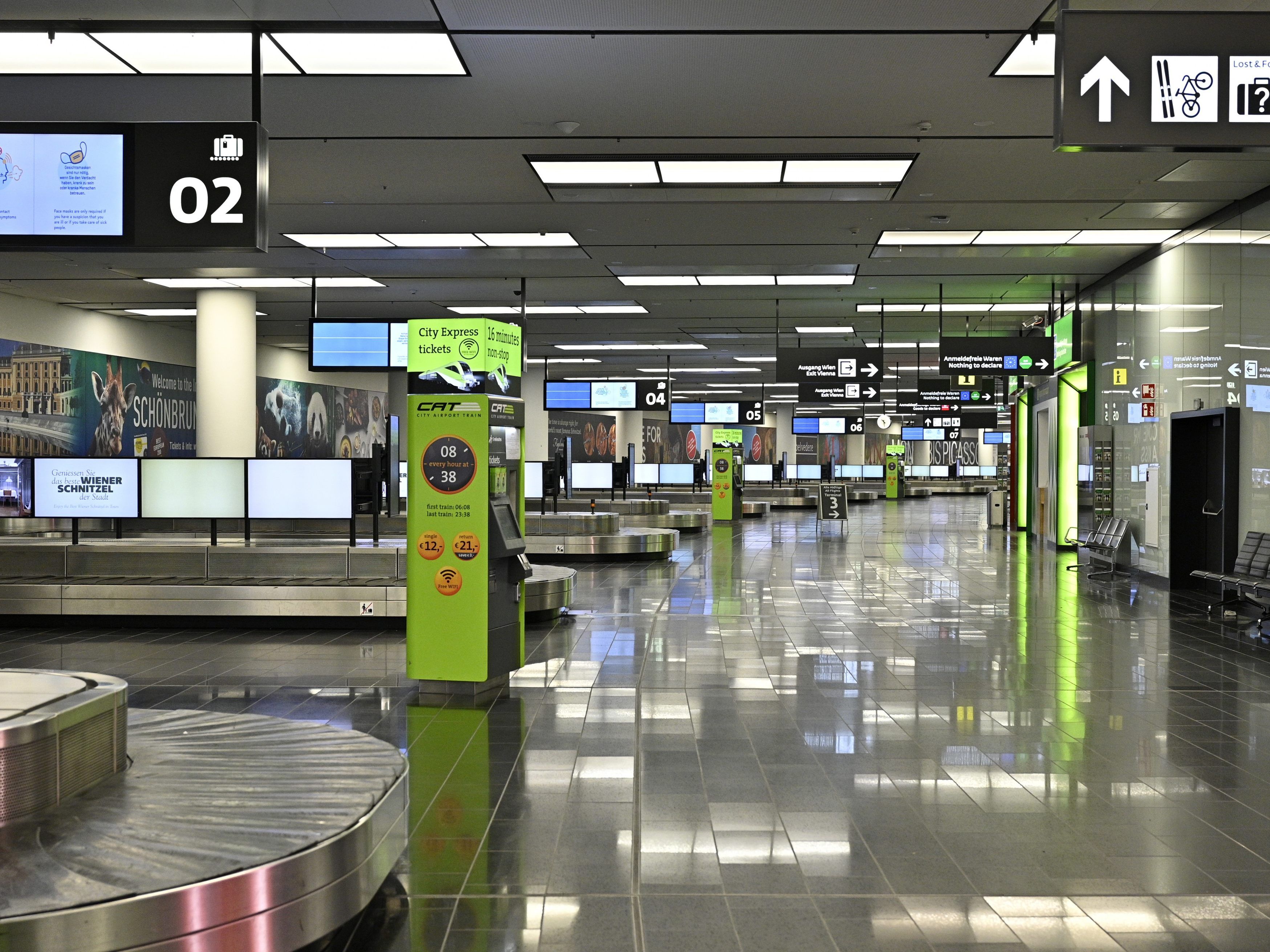 Gähnende Leere herrscht nicht nur bei der Gepäckausgabe am Flughafen Wien-Schwechat