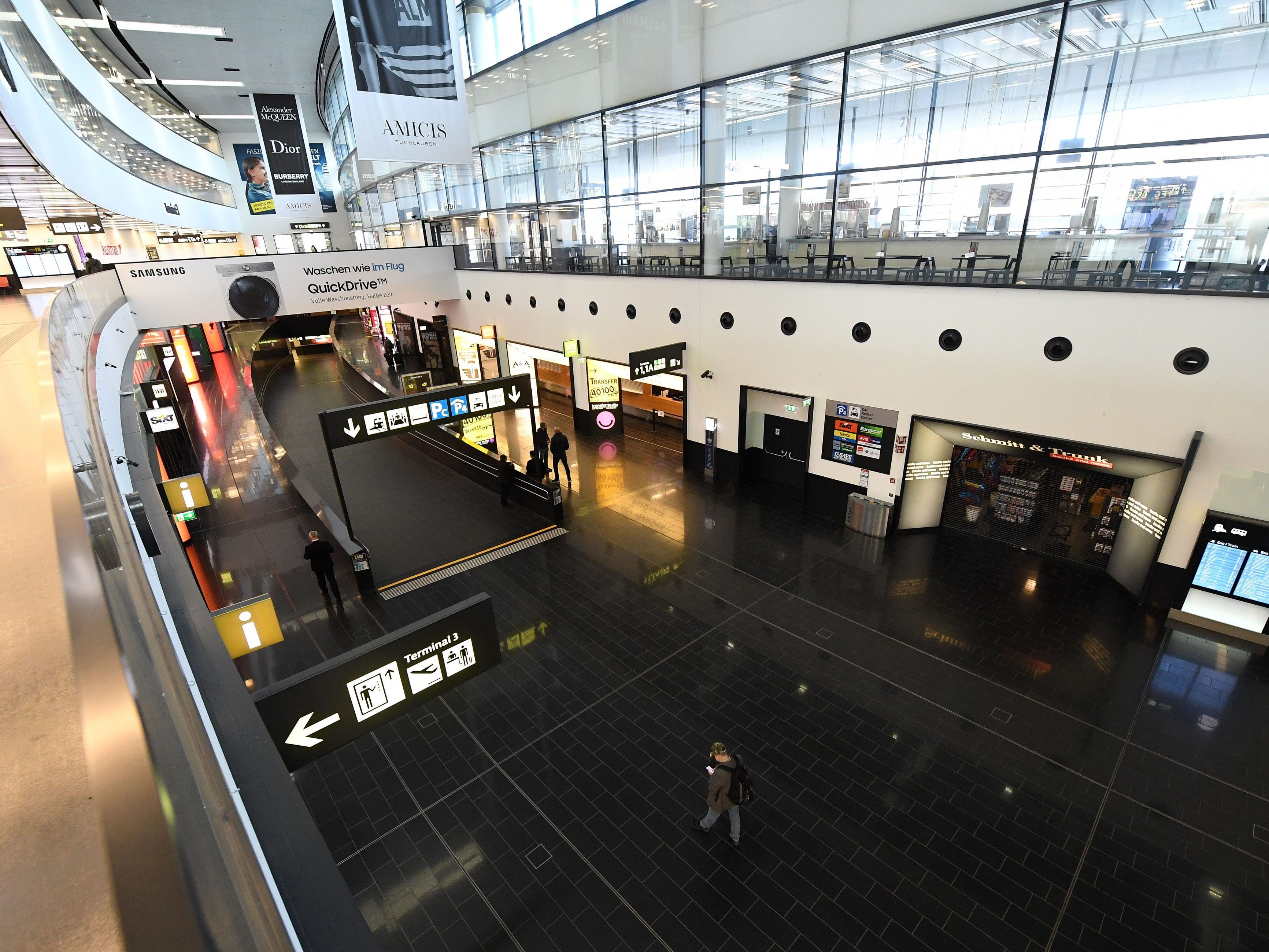 Der Flughafen Wien verzeichnet einen Passagierrückgang von 98 Prozent.