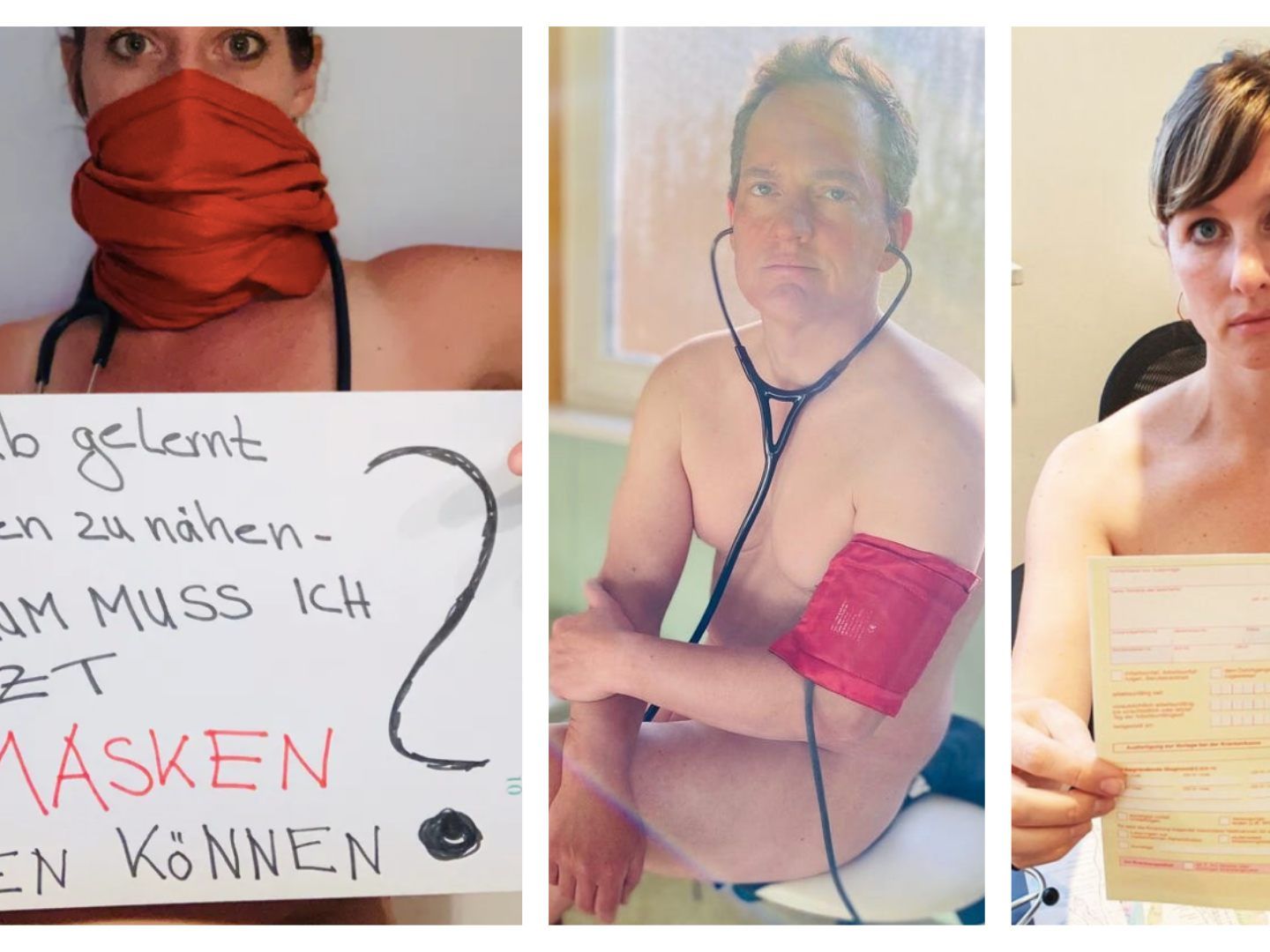 Deutsche Ärzte im Nackt-Protest.