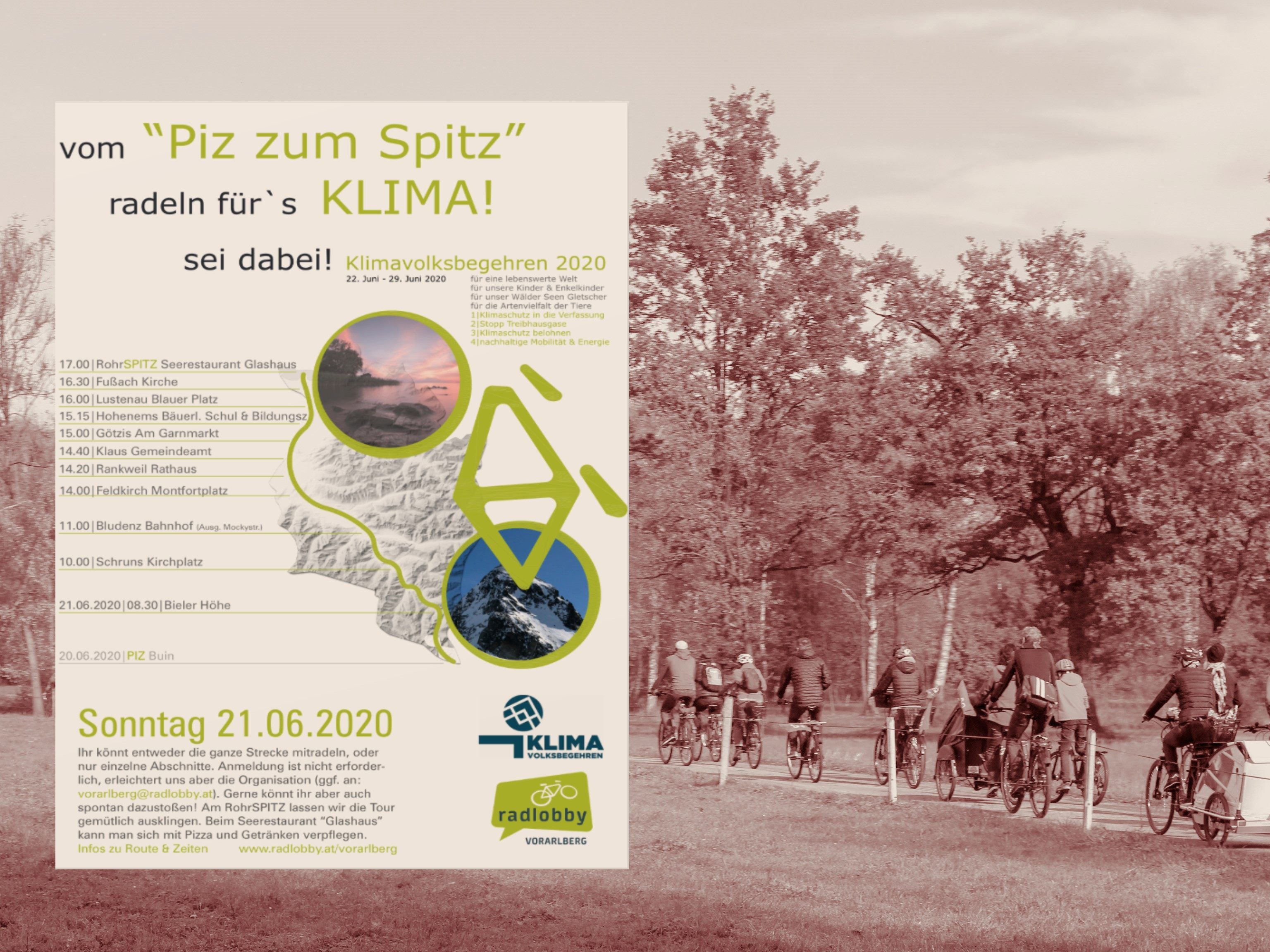 Radlobby Vorarlberg im Einsatz fürs Klimavolksbegehren. Radlobby Vorarlberg im Einsatz fürs Klimavolksbegehren.