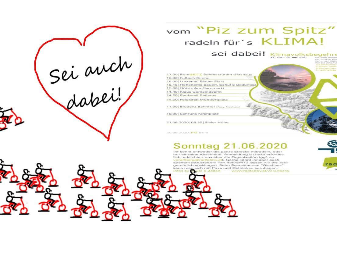 Radlobby Vorarlberg im Einsatz fürs Klimavolksbegehren. Radlobby Vorarlberg im Einsatz fürs Klimavolksbegehren.