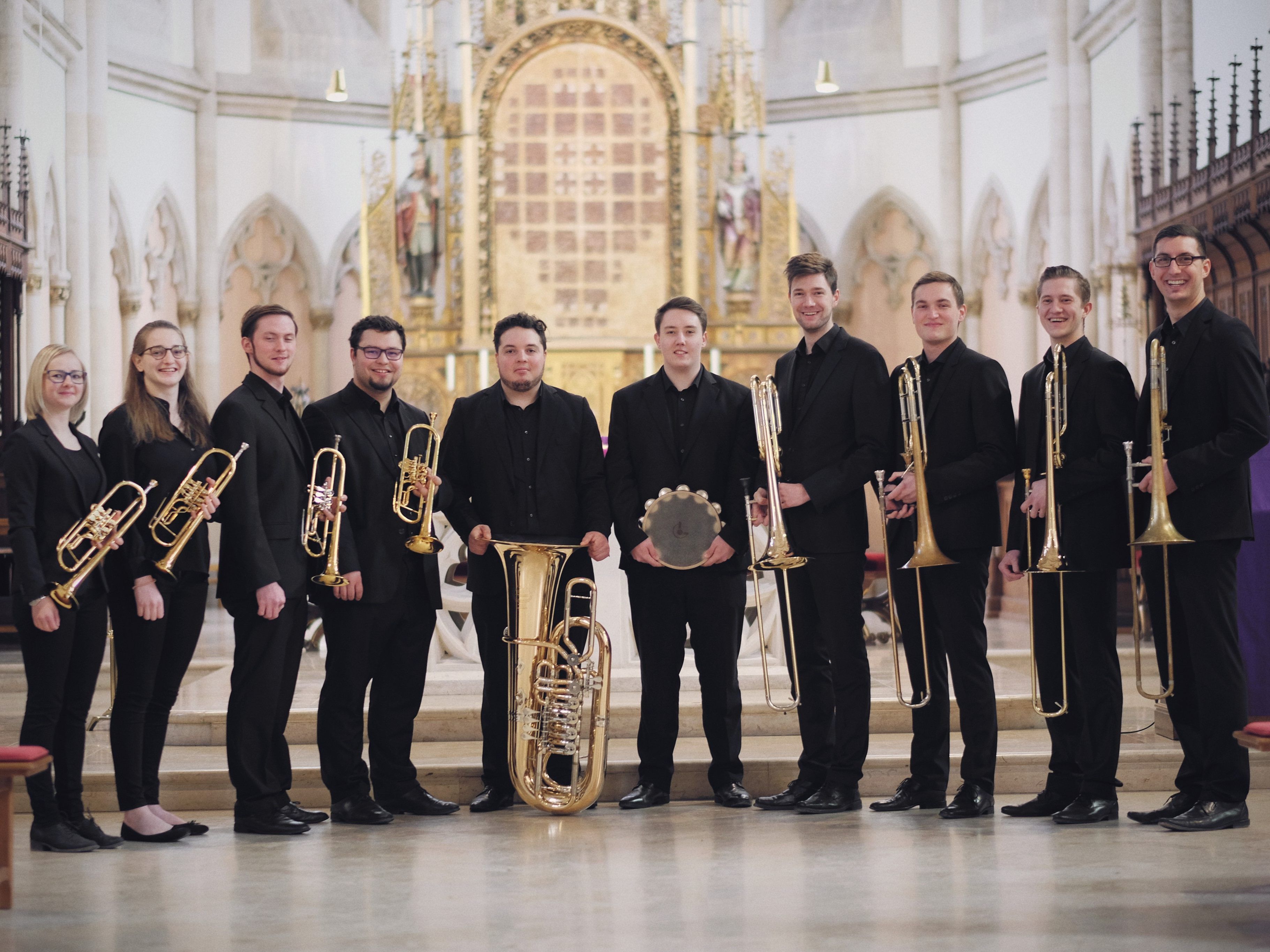 Die jungen Musiker des Austrian Brass Consort interpretieren geistliche und weltliche Vokalwerke mit Blechblasinstrumenten.