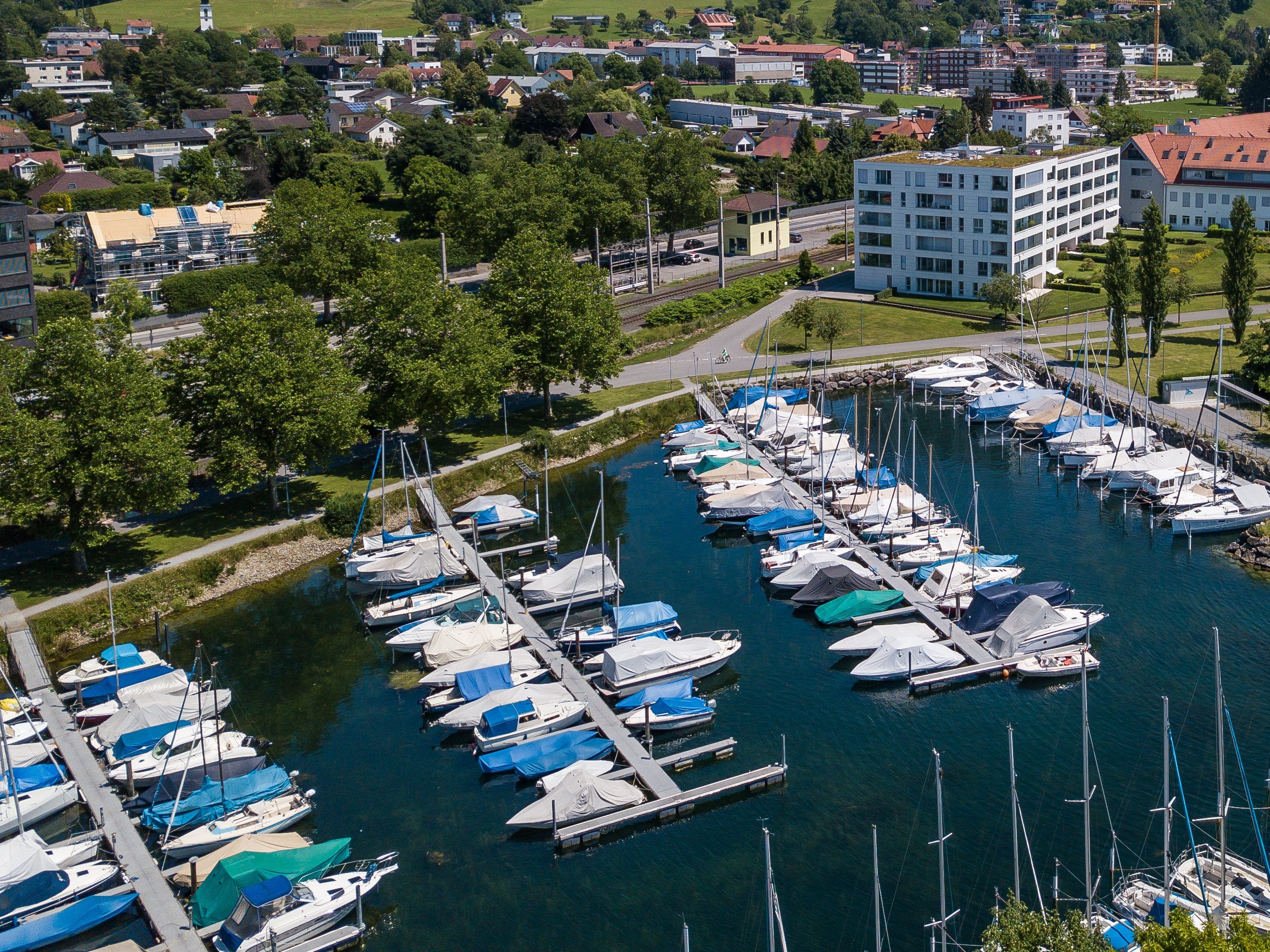 Drohnenaufnahme vom Lochauer Hafen Drohnenaufnahme vom Lochauer Hafen