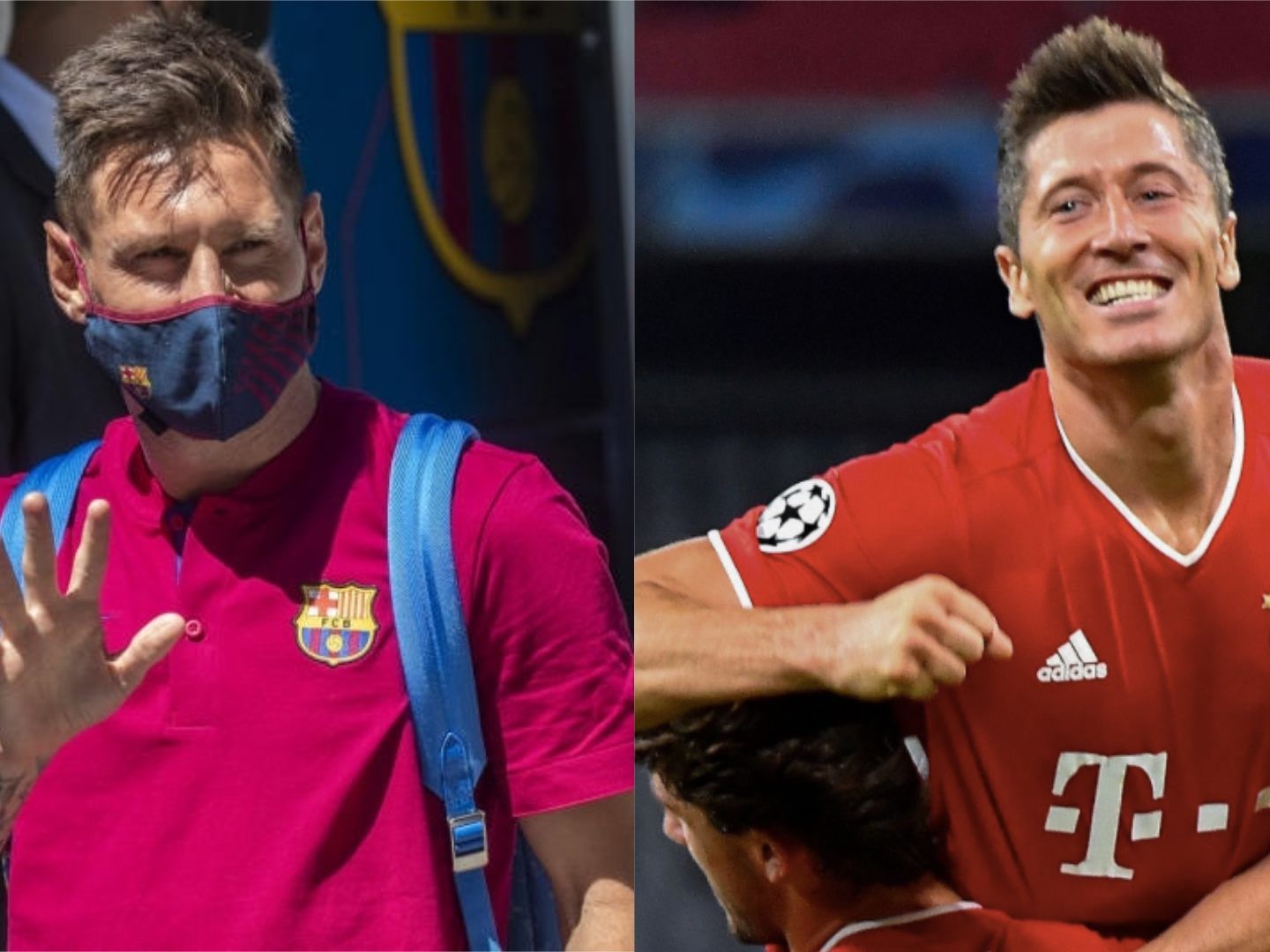 Lionel Messi gegen Robert Lewandowski in der Champions League. Lionel Messi gegen Robert Lewandowski in der Champions League.